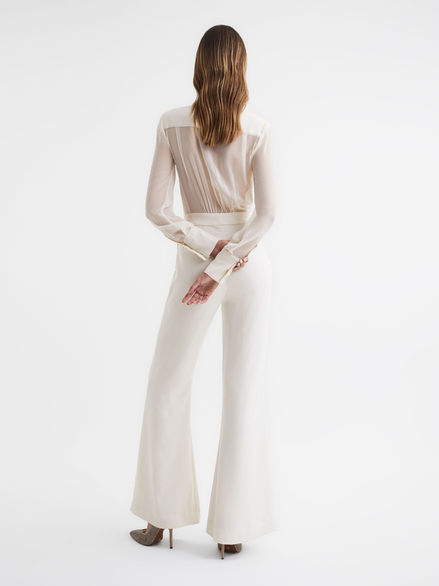 Tuxedo Jumpsuit in Ivory - Image 3 of 3