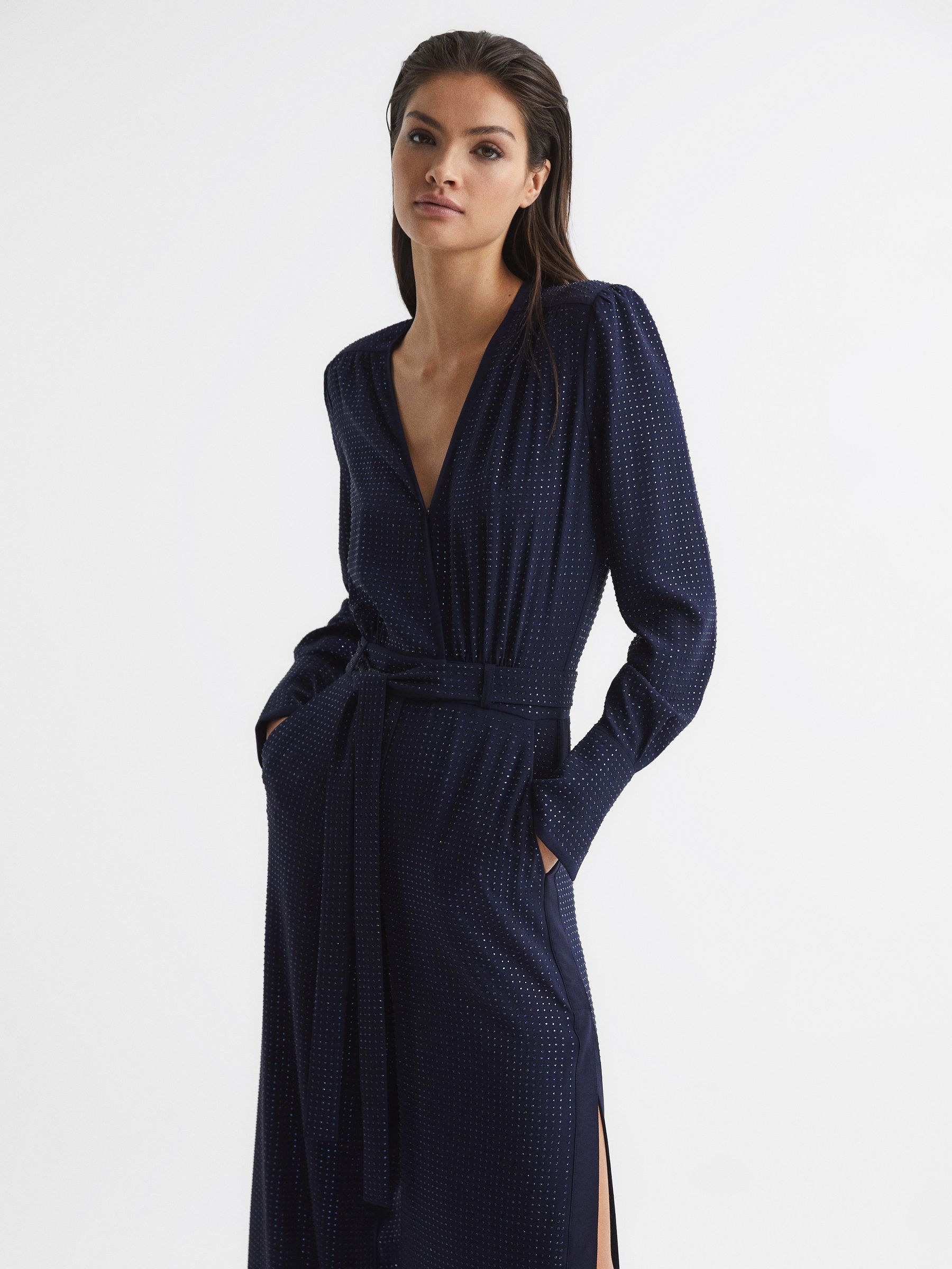 Embellished Jumpsuit in Navy - Image 3 of 7