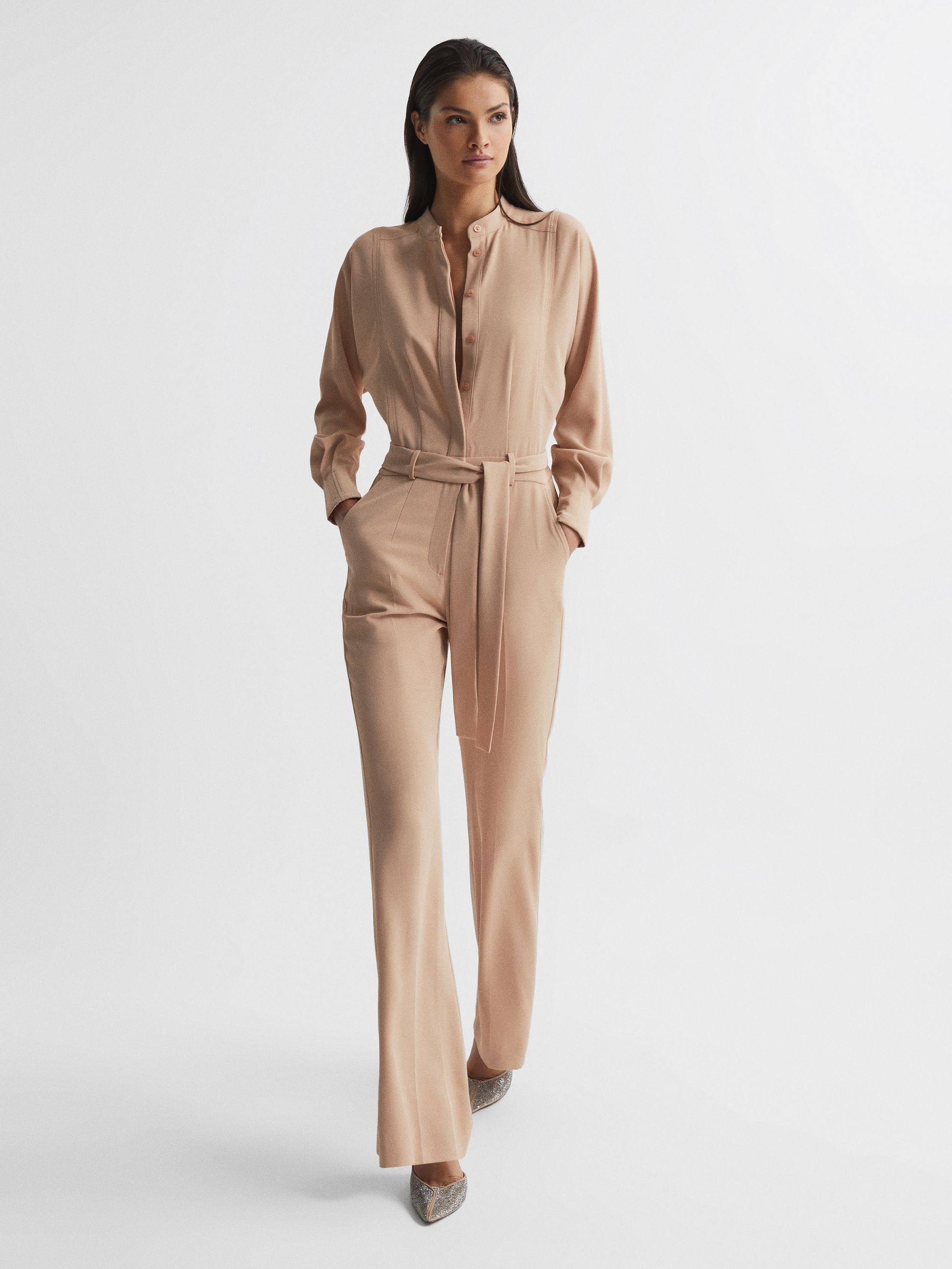 Wide Leg Jumpsuit in Nude - Image 1 of 7