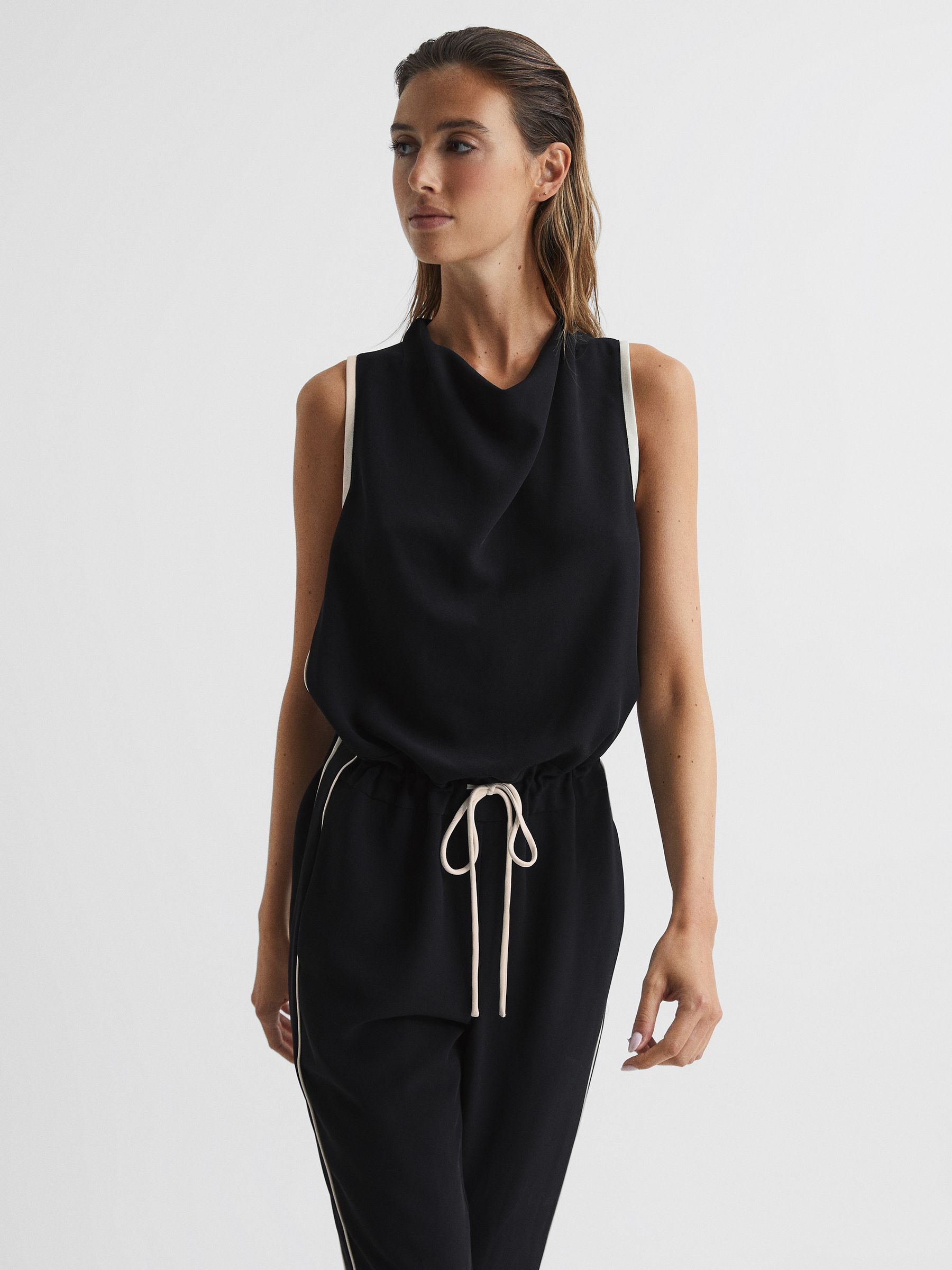 Side Stripe Jumpsuit in Black/White - Image 3 of 6