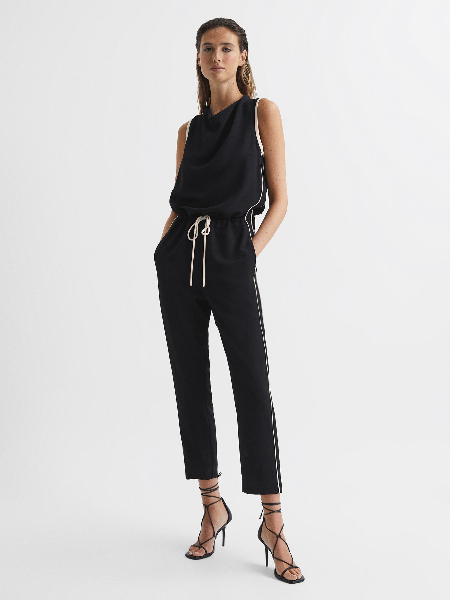 Side Stripe Jumpsuit in Black/White - Image 6 of 6