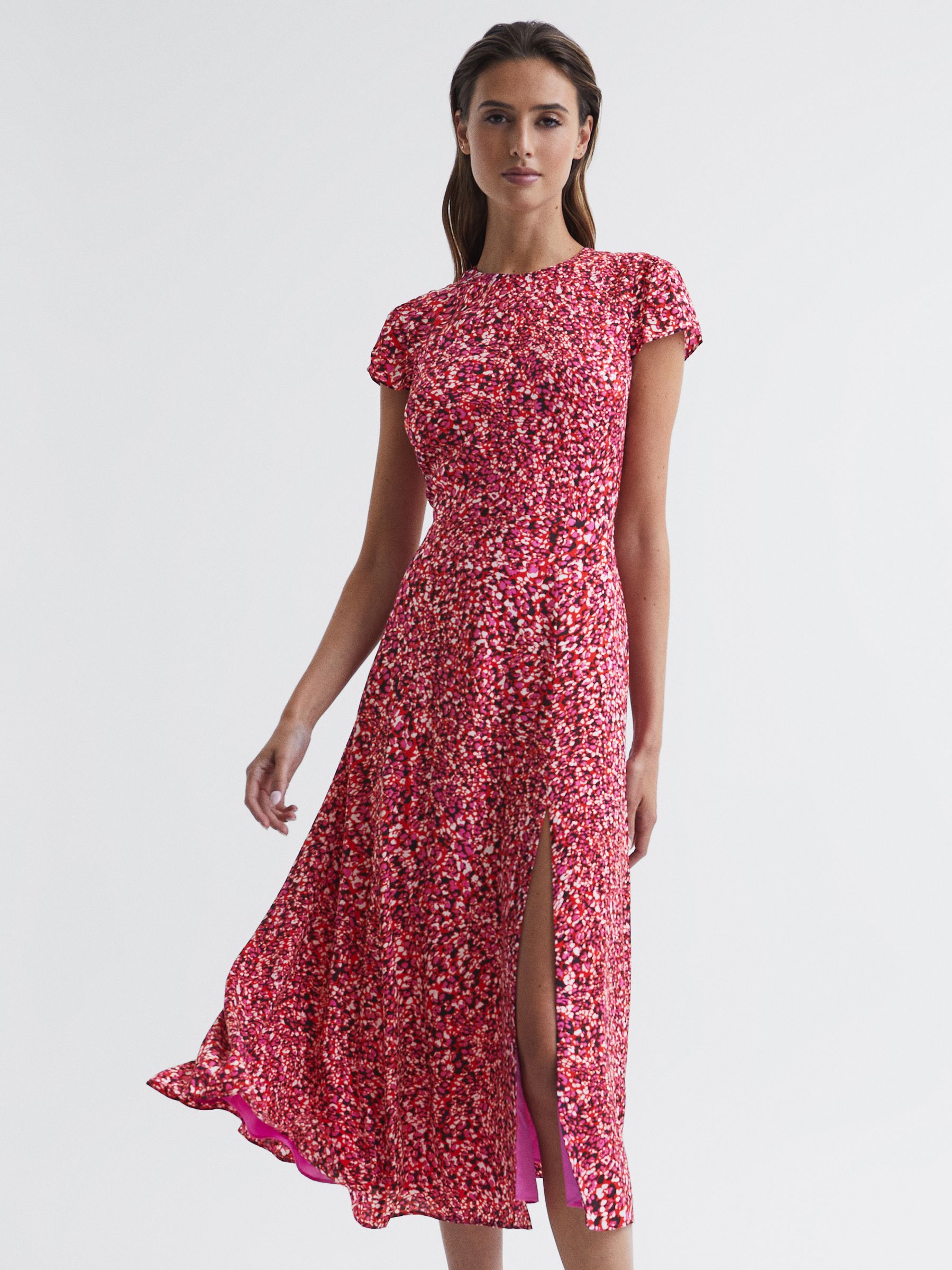 Cut Out Back Midi Dress in Red - Image 1 of 7