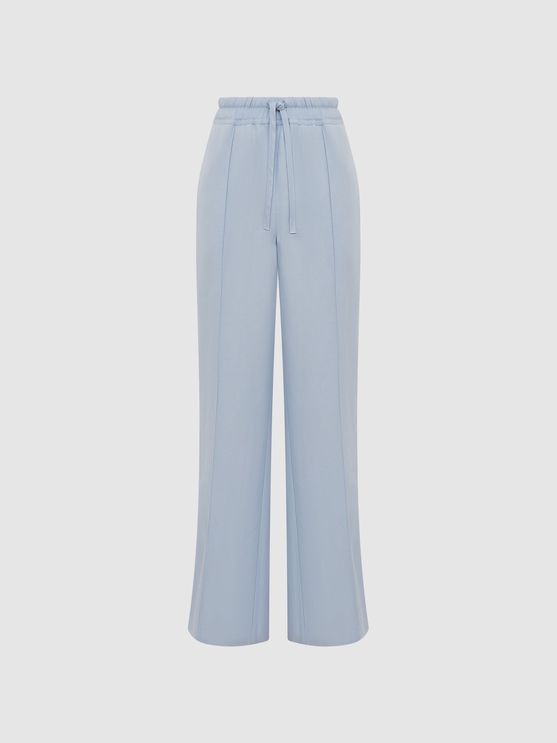 Linen Blend Pull On Trousers in Blue - Image 2 of 7