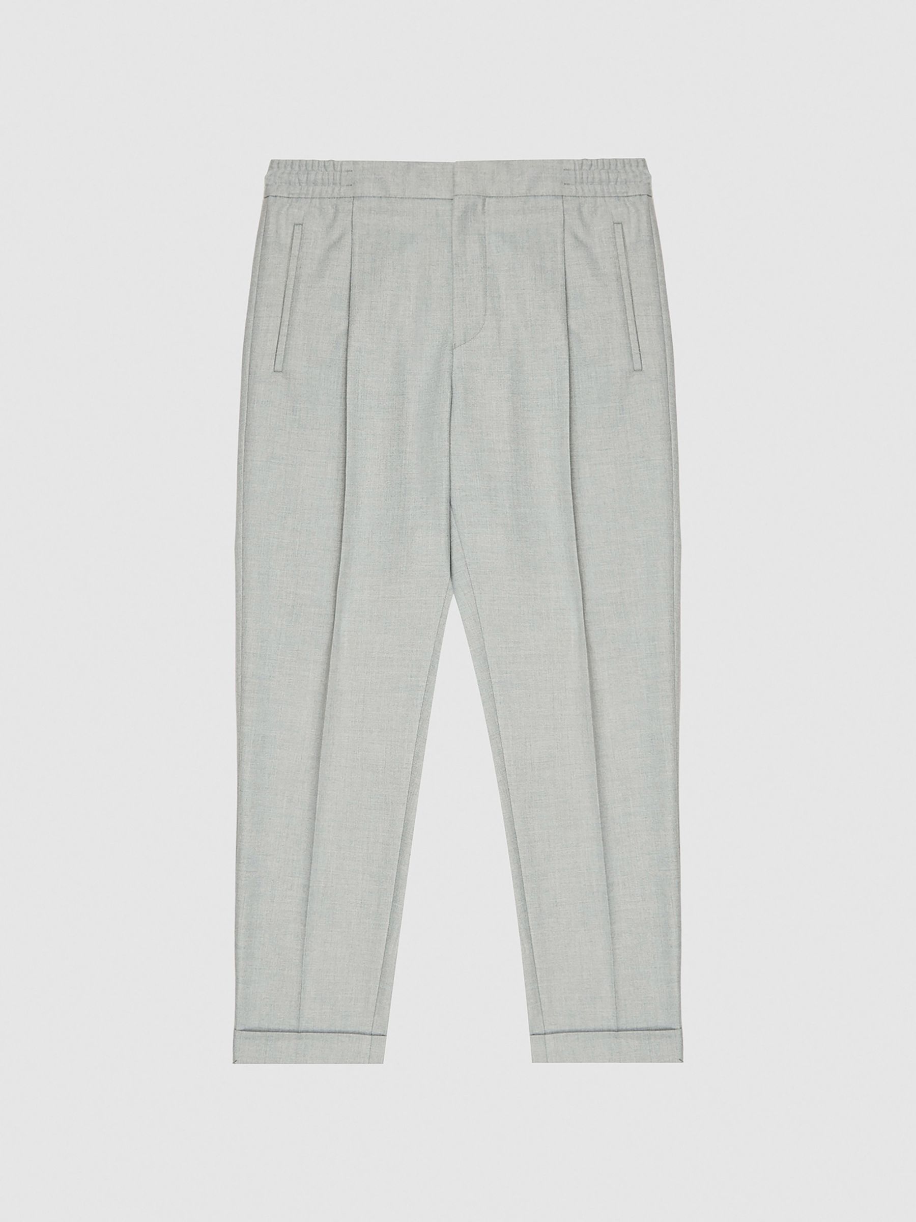Relaxed Drawstring Trousers with Turn-Ups in Soft Grey - image 1