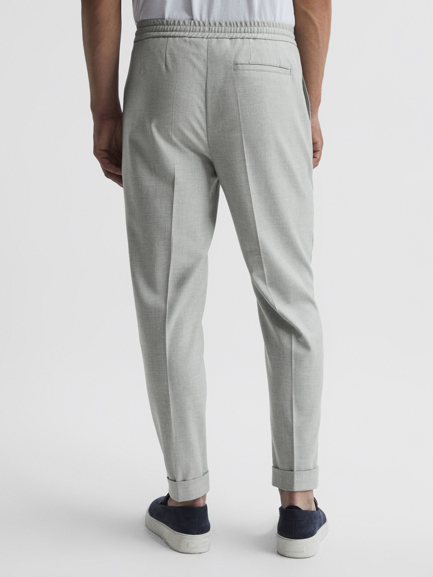 Relaxed Drawstring Trousers with Turn-Ups in Soft Grey - image 5
