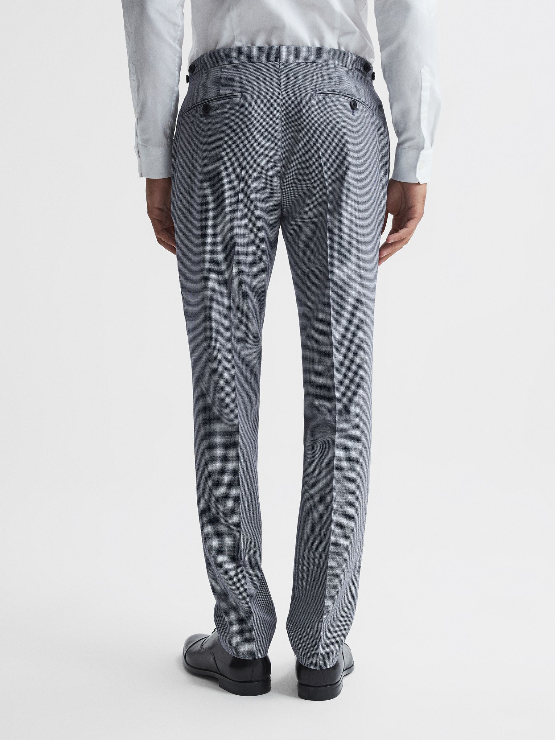 Micro Puppytooth Slim Fit Trousers in Blue - Image 5 of 5