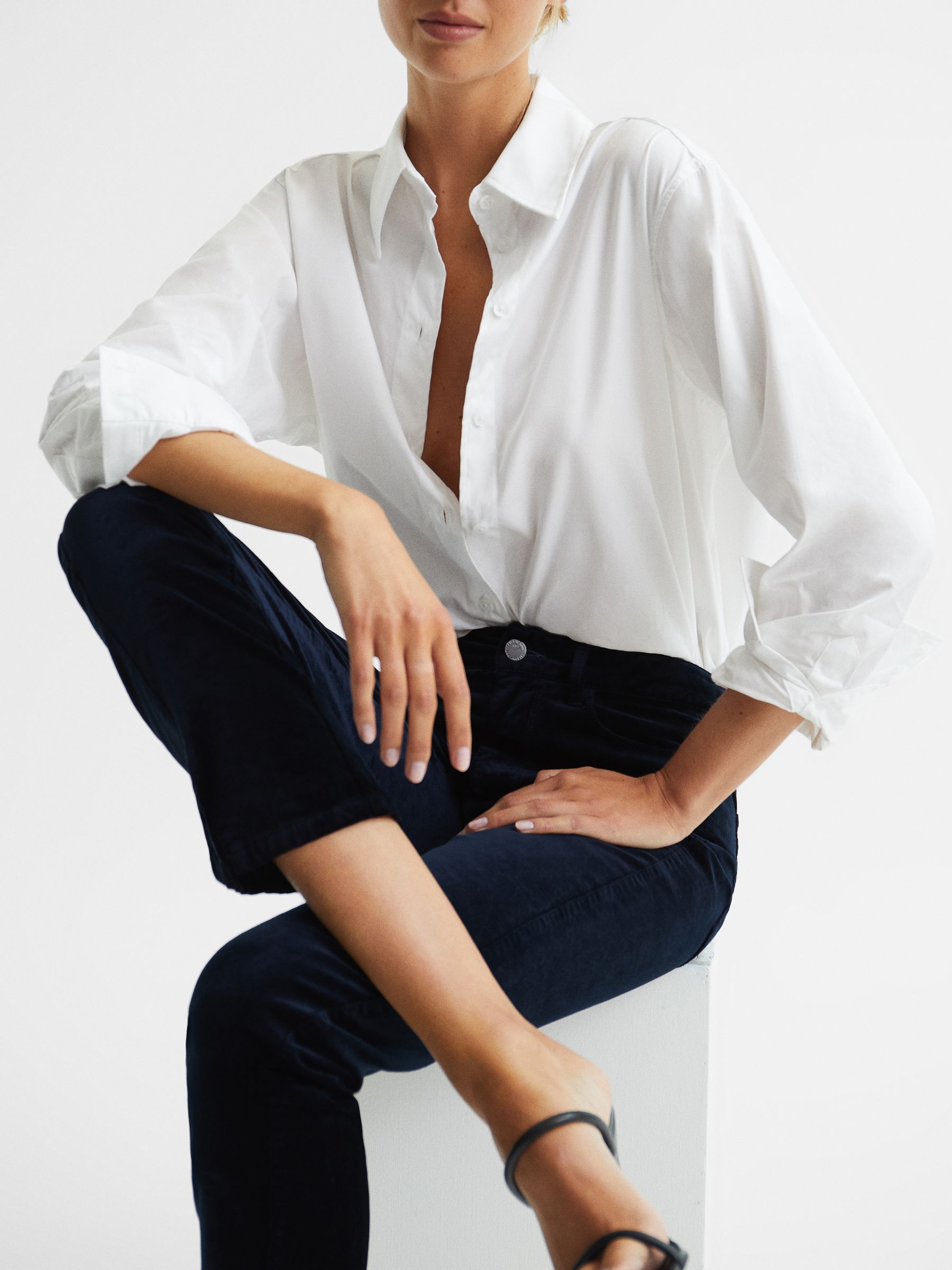 Twisted Seam Velvet Jeans in Dark Navy - Image 10 of 10