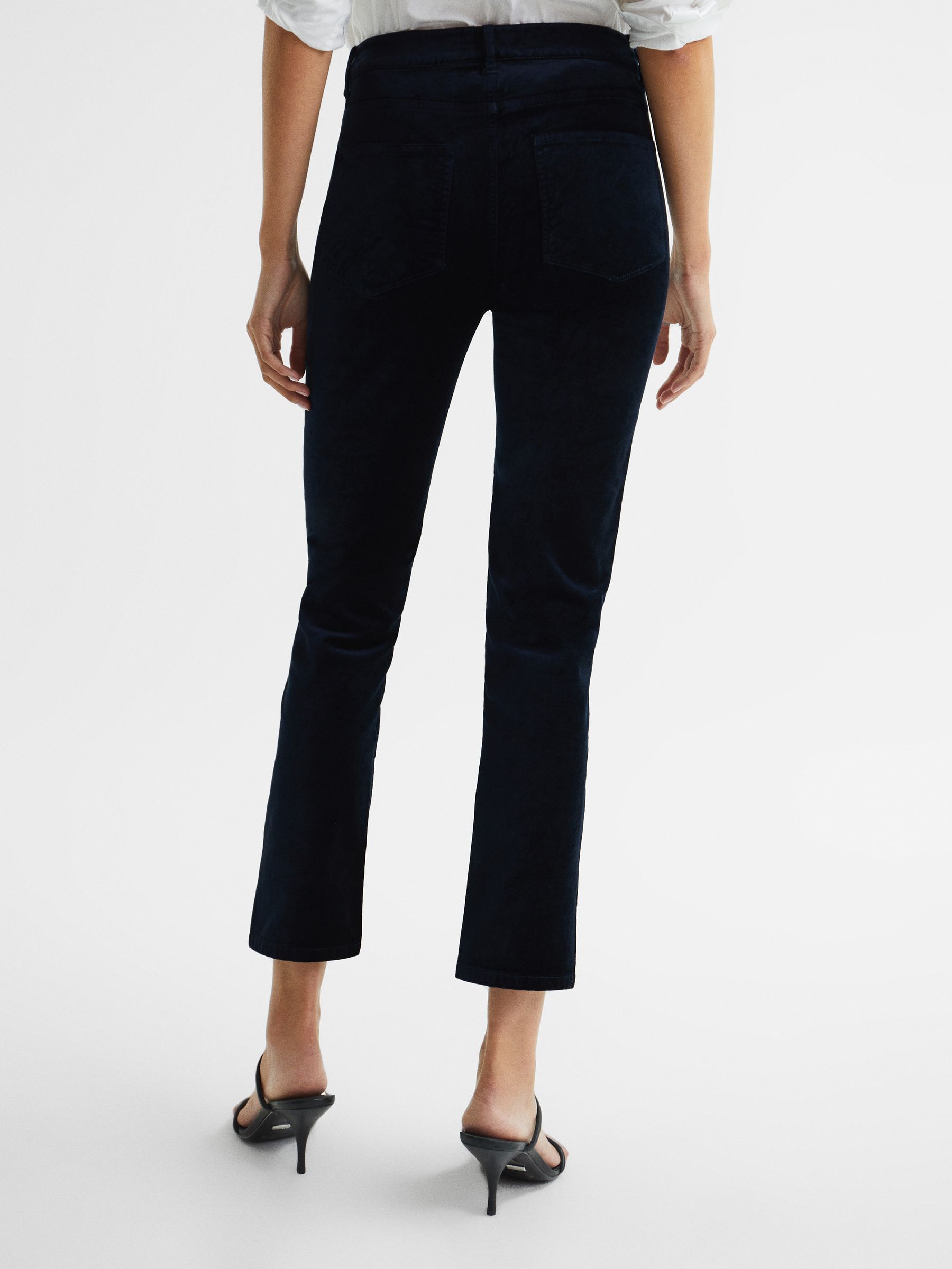 Twisted Seam Velvet Jeans in Dark Navy - Image 6 of 10