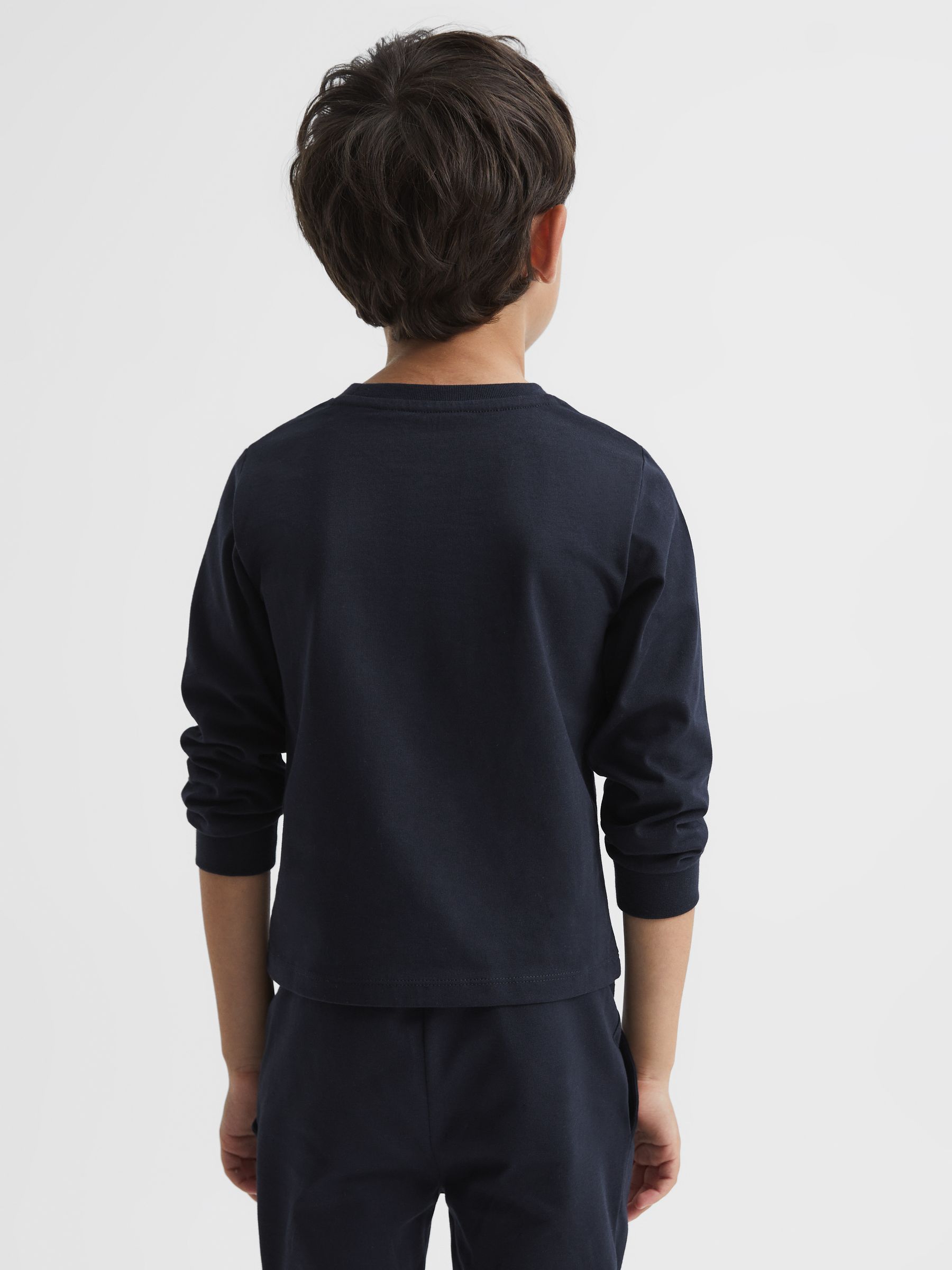 Junior Long Sleeve Embroidered Nightwear Top in Navy - 圖片 5/6