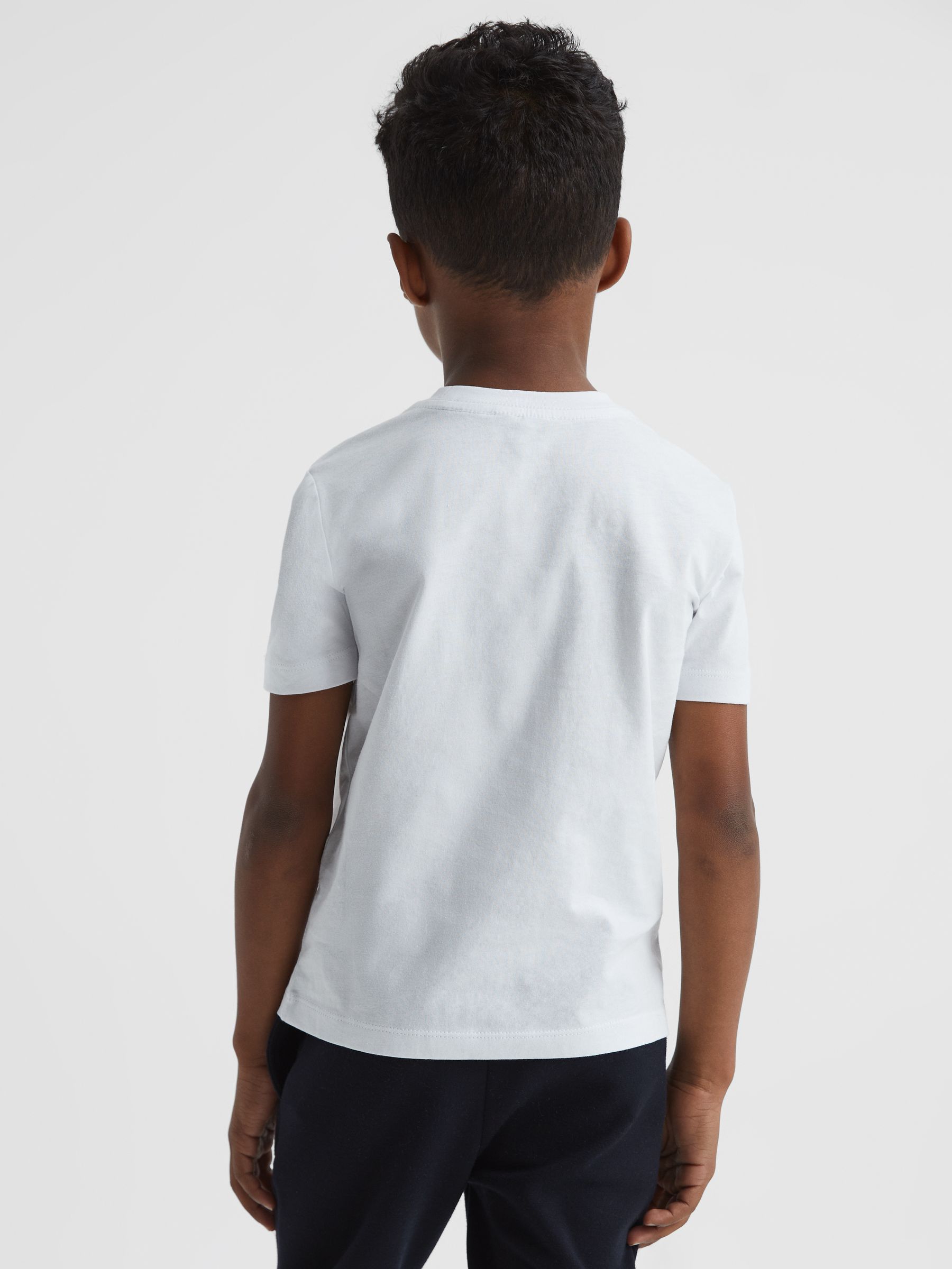 Senior Logo-Embroidered Cotton Jersey T-shirt in White/Navy - Image 5 of 6