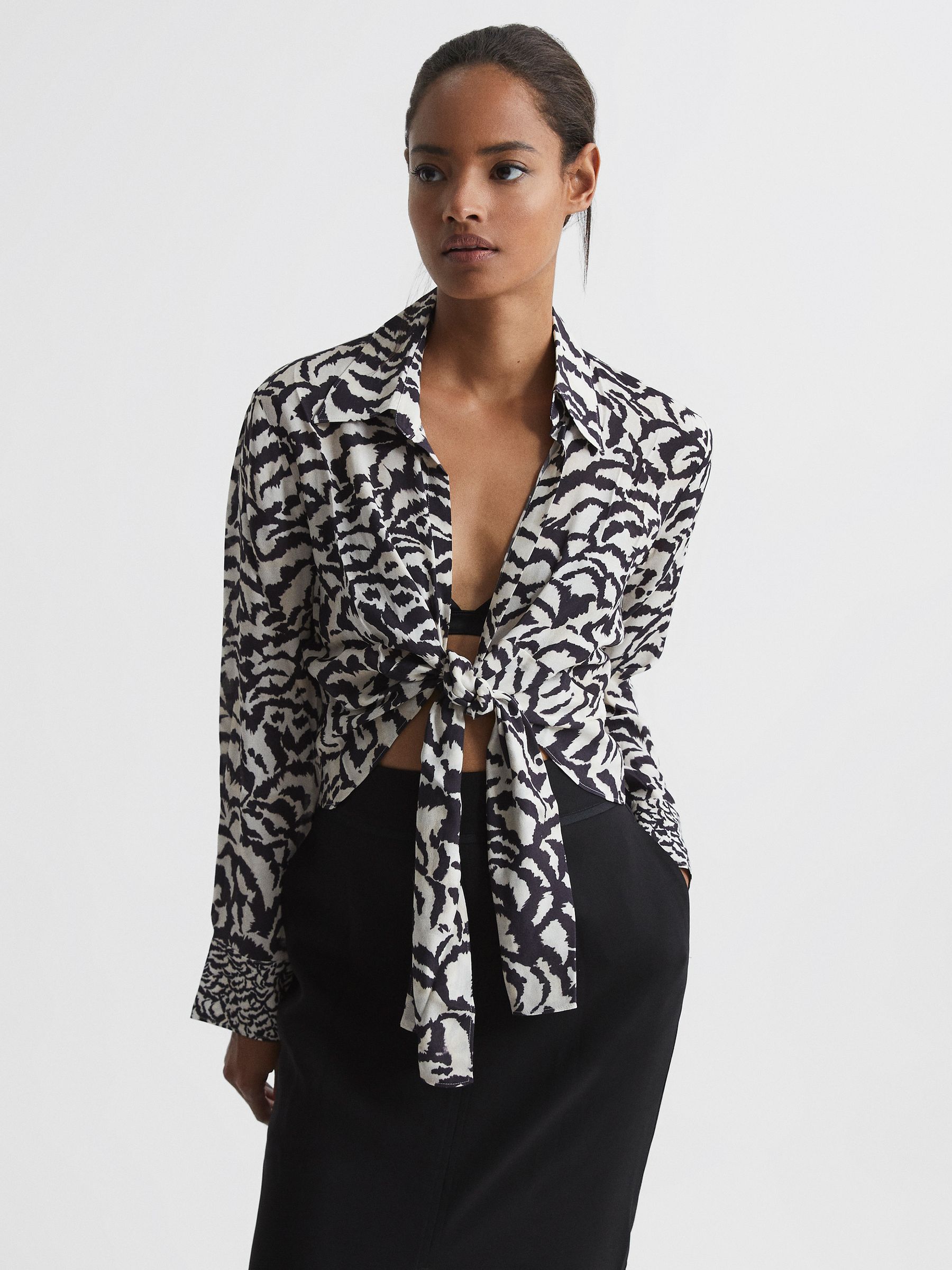Monochrome Zebra Print Top in Black - Image 1 of 5 Monochrome Zebra Print Top in Black - Image 1 of 5