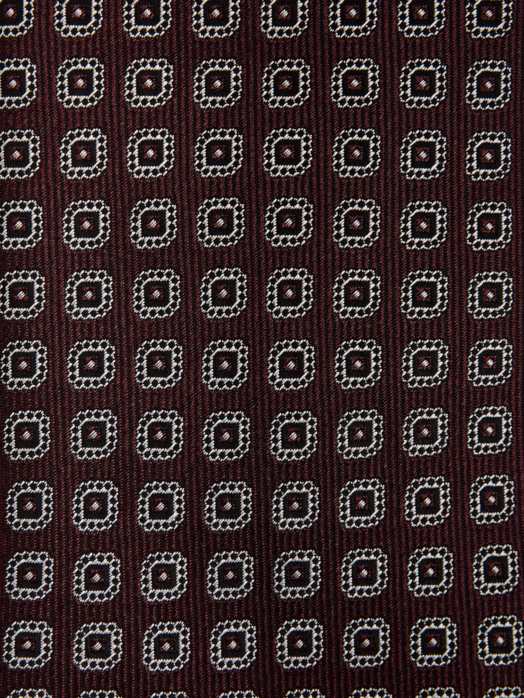 Geo Jacquard Print Silk Tie in Burgundy - Image 5 of 5