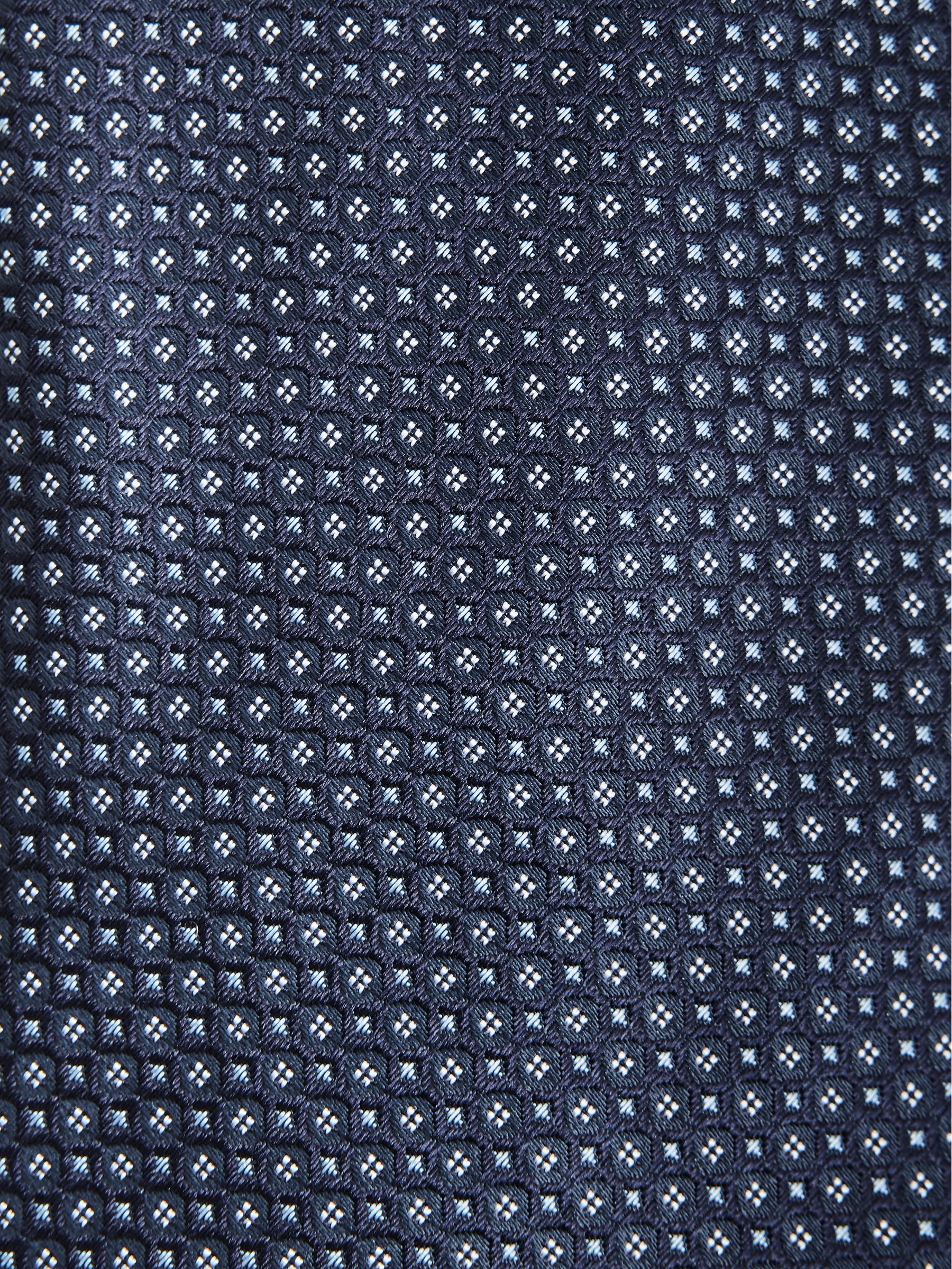 Micro Geo Jacquard Print Silk Tie in Navy - Image 5 of 5