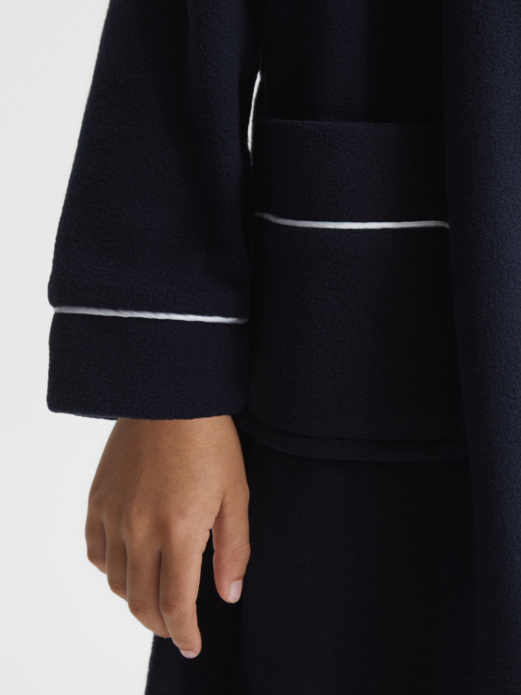 4-9 yrs Piped Fleece Nightwear Dressing Gown in Navy - Image 6 of 7
