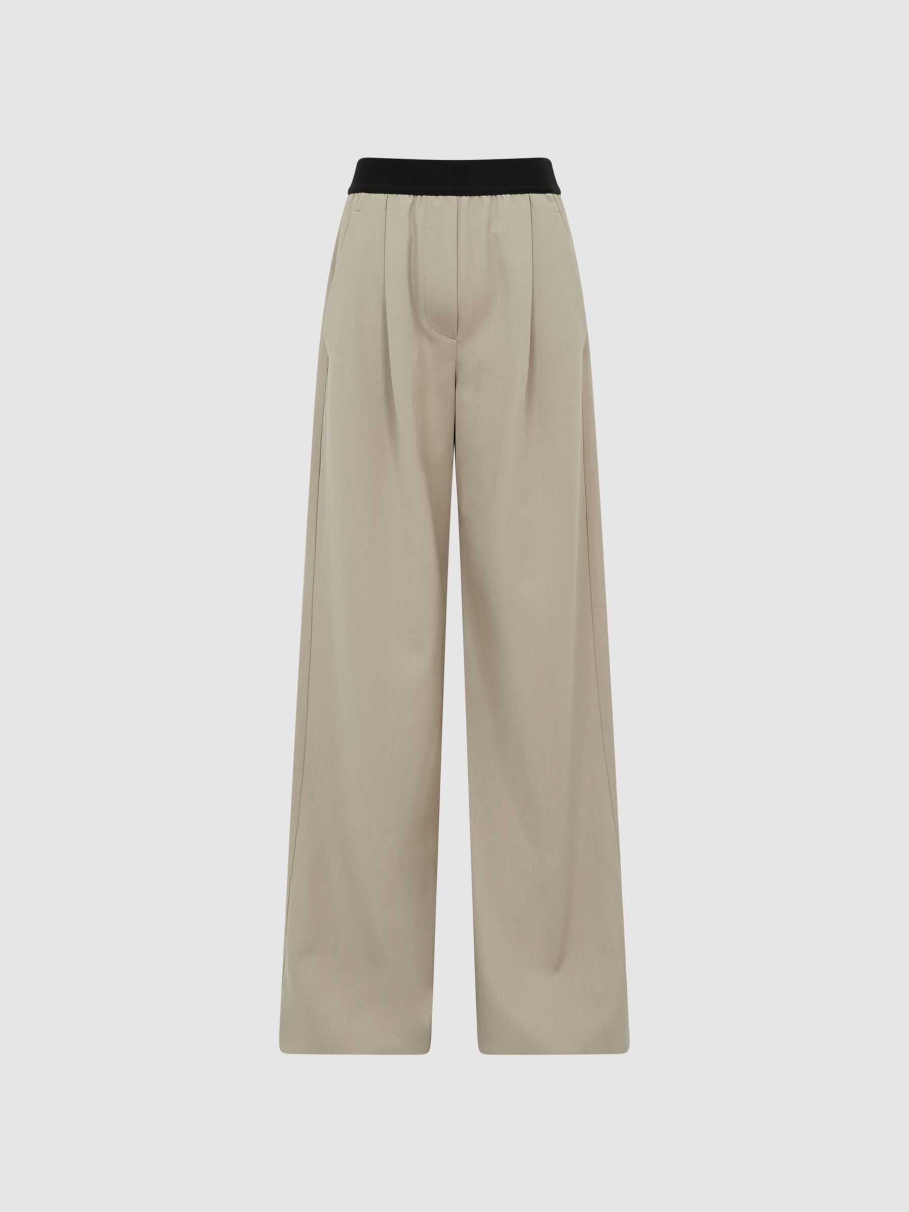 Wide Leg Elasticated Waist Trousers in Stone - Image 2 of 7