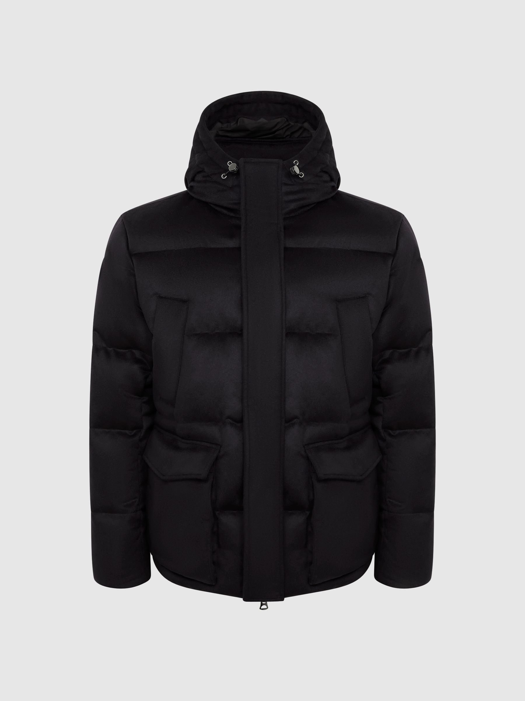 Cashmere Down Filled Puffer Jacket in Navy - Image 2 of 8
