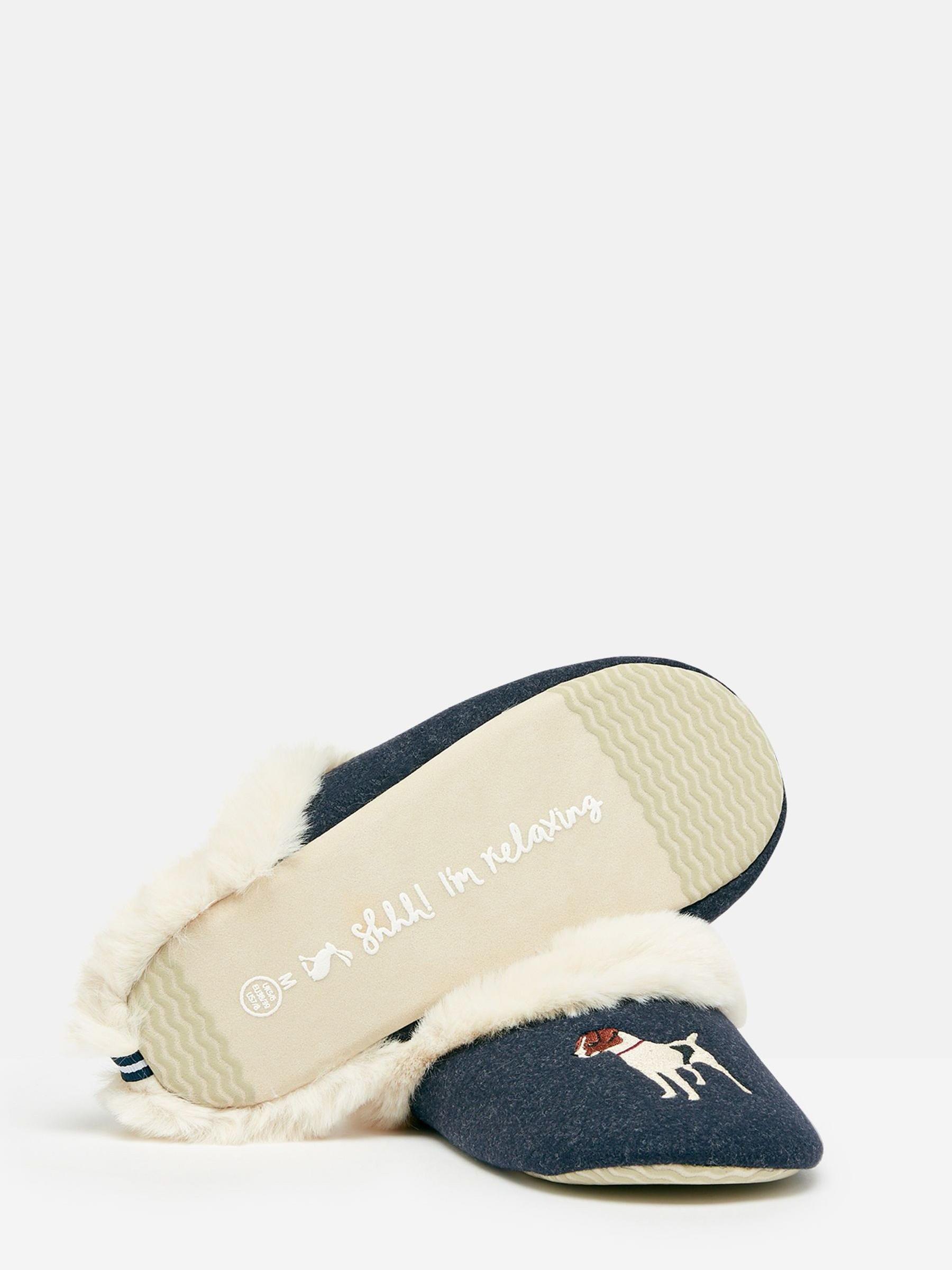 Slippet Luxe Blue Faux Fur Lined Embroidered Mule Slippers - Image 4 of 5