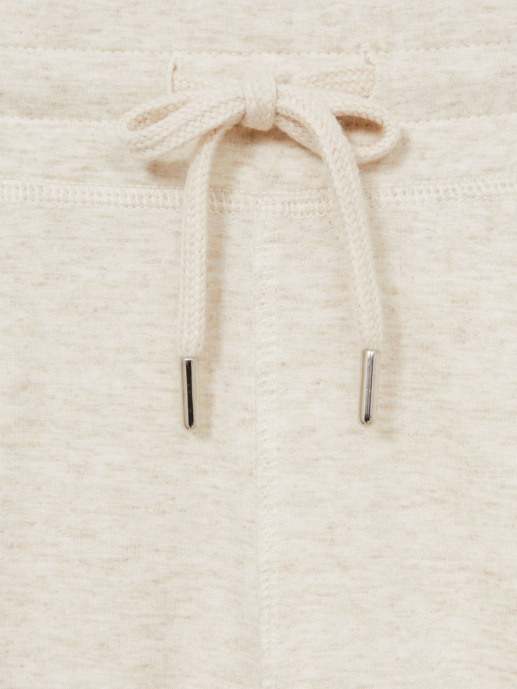 Drawstring Fleece Lined Shorts in Oatmeal Melange - Image 6 of 6