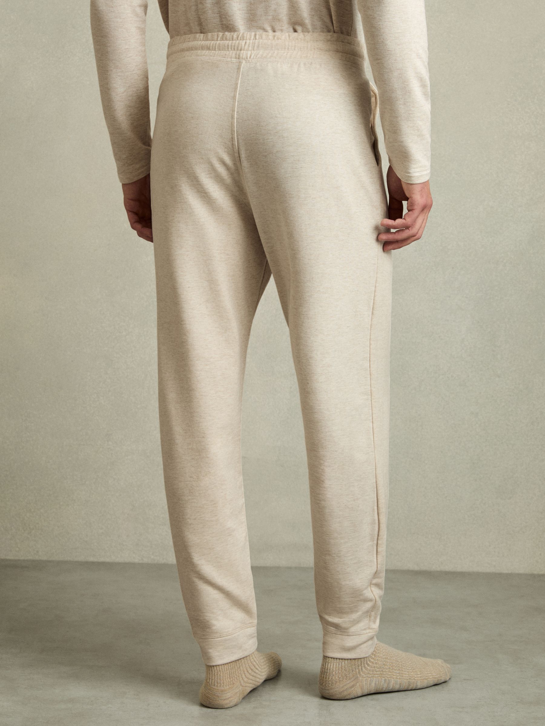 Drawstring Fleece Lined Joggers in Oatmeal Melange - Image 3 of 5