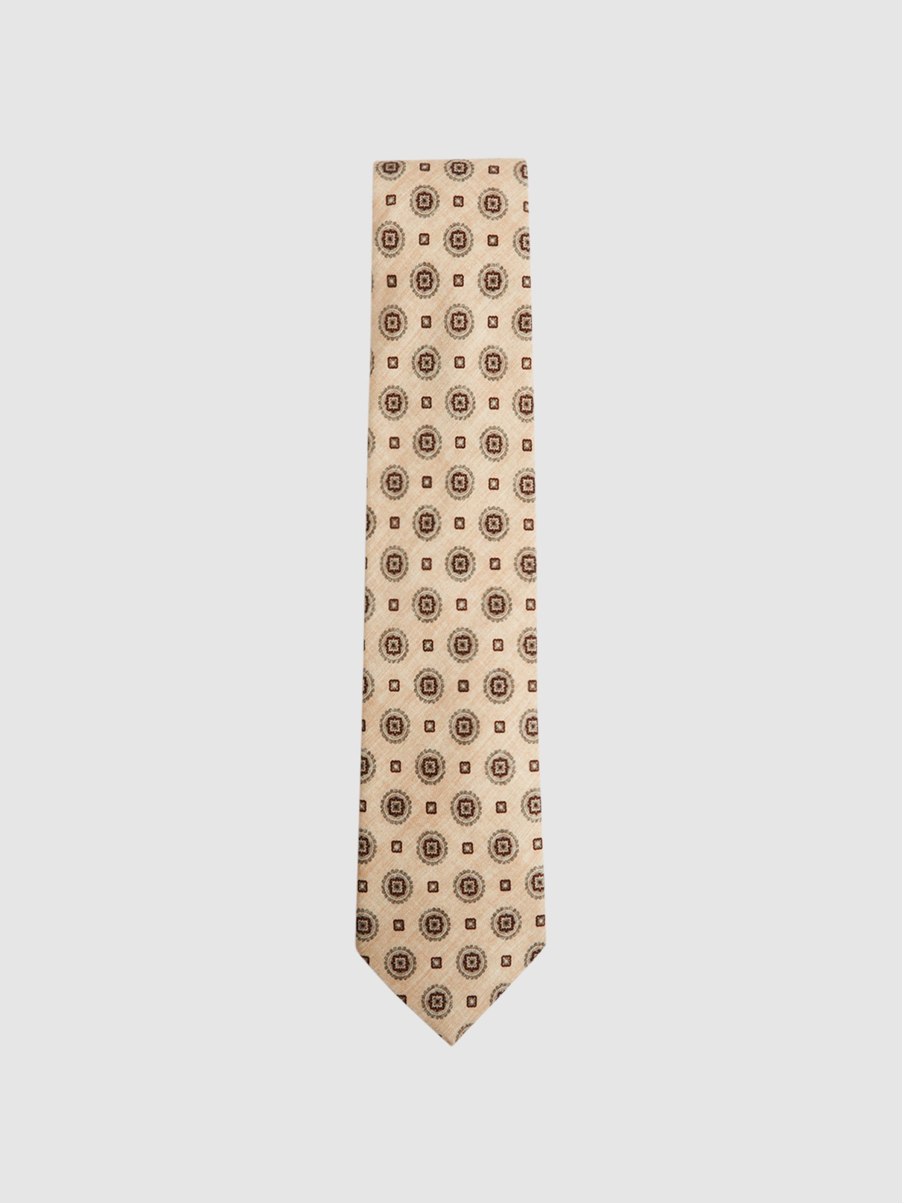 Printed Tie in Oatmeal - Image 1 of 5