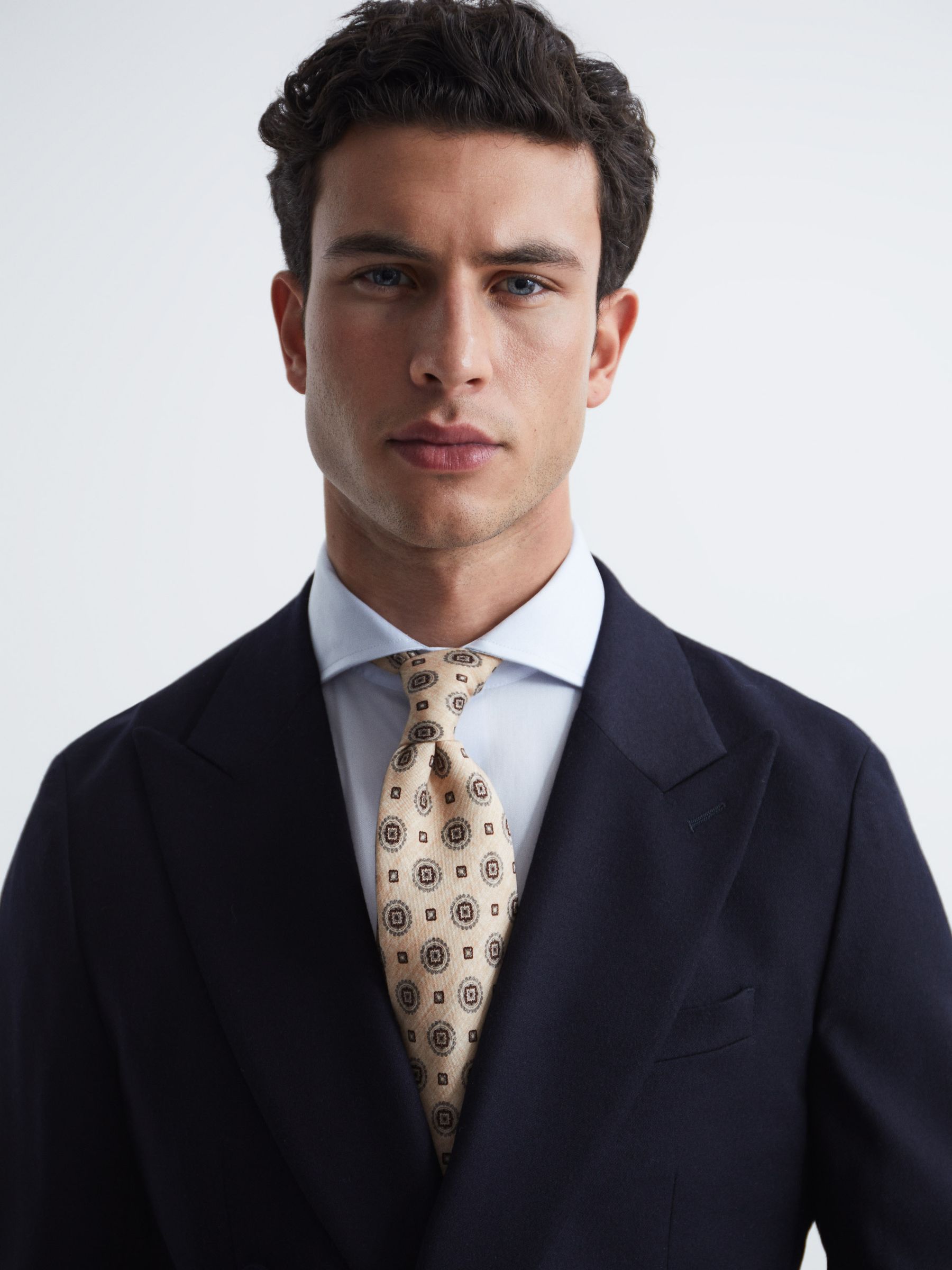 Printed Tie in Oatmeal - Image 2 of 5