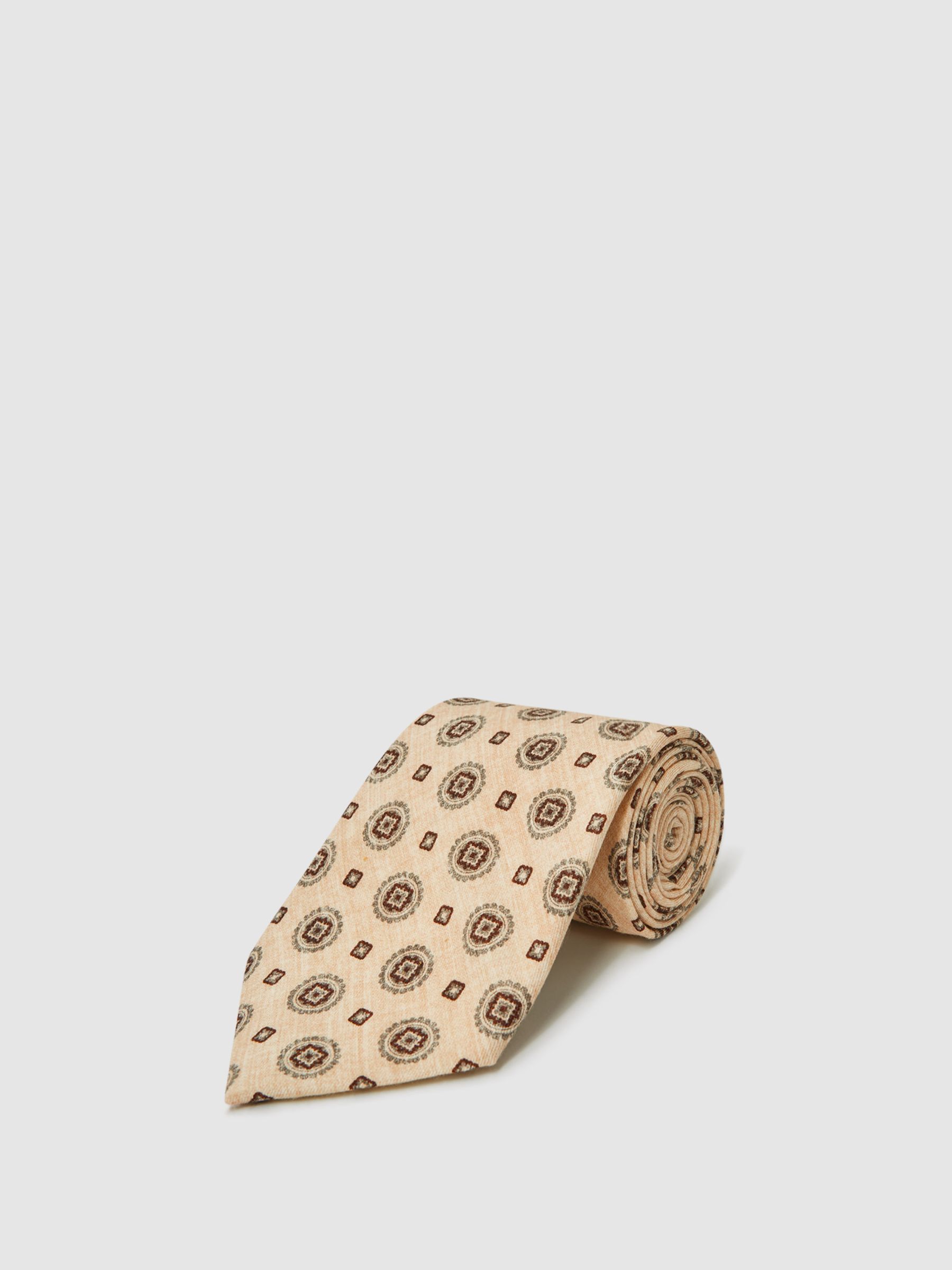 Printed Tie in Oatmeal - Image 4 of 5
