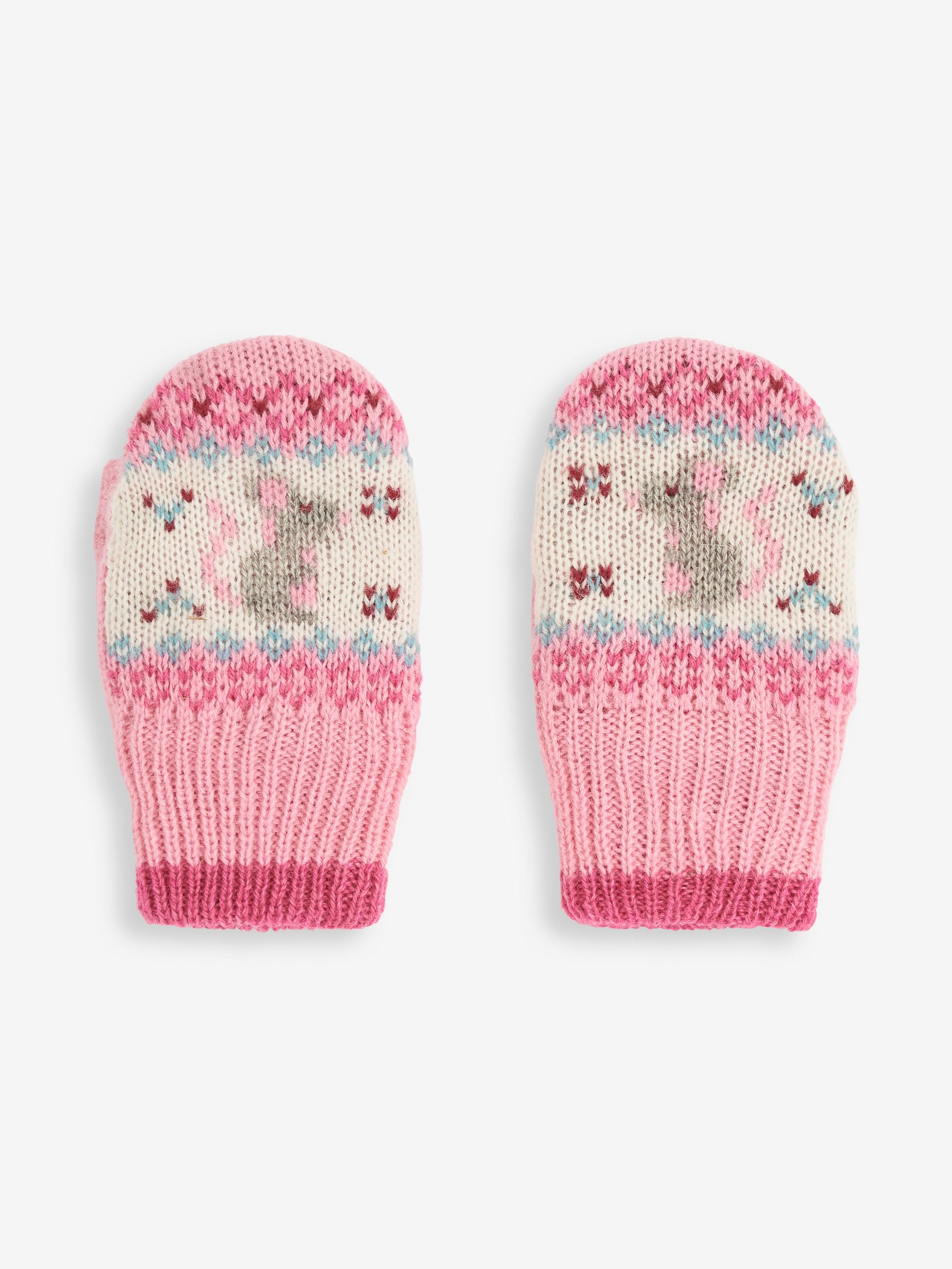 Pink Mouse Fairisle Pattern Mittens - Image 3 of 4