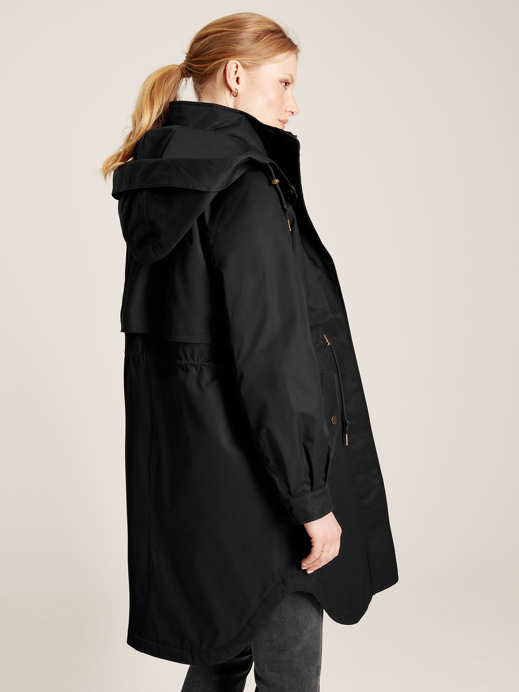 Langford Black Long Waterpoof Raincoat With Hood - Image 2 of 7
