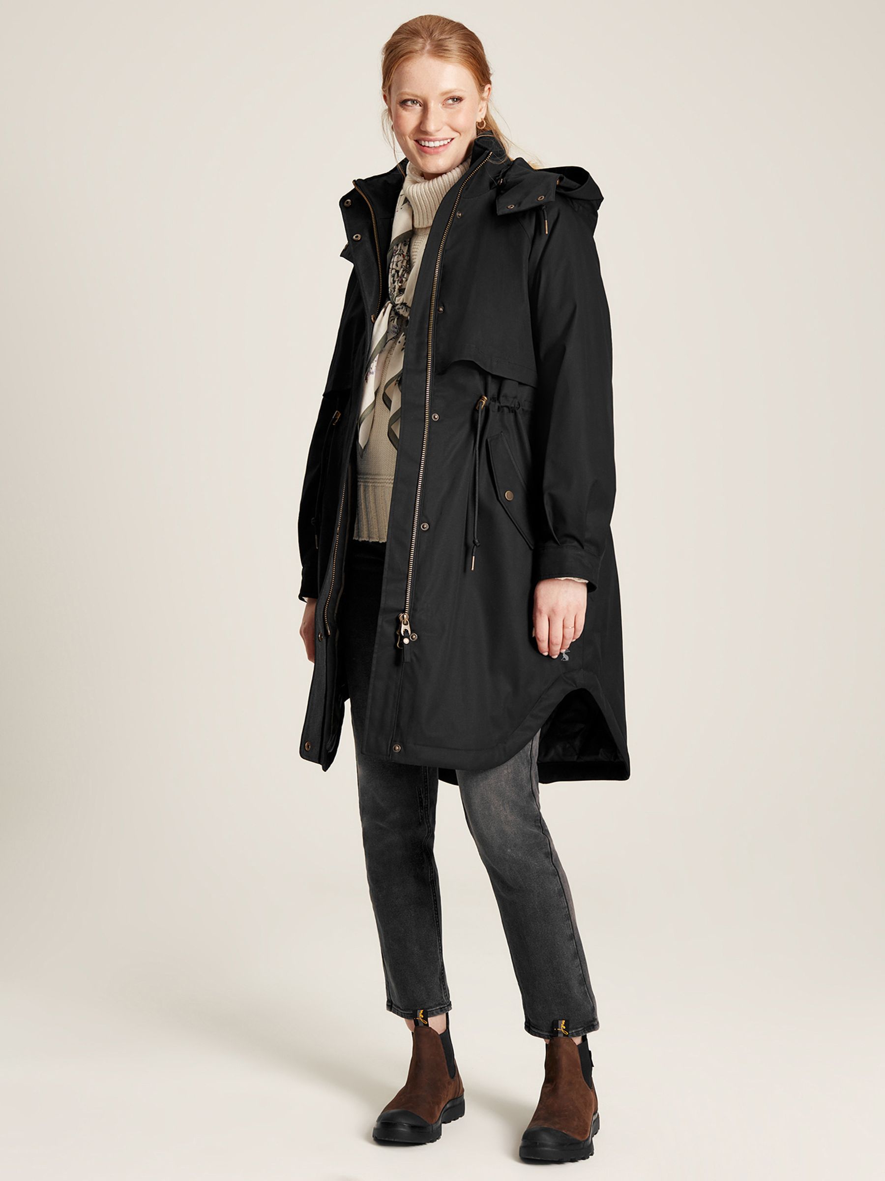 Langford Black Long Waterpoof Raincoat With Hood - Image 3 of 7