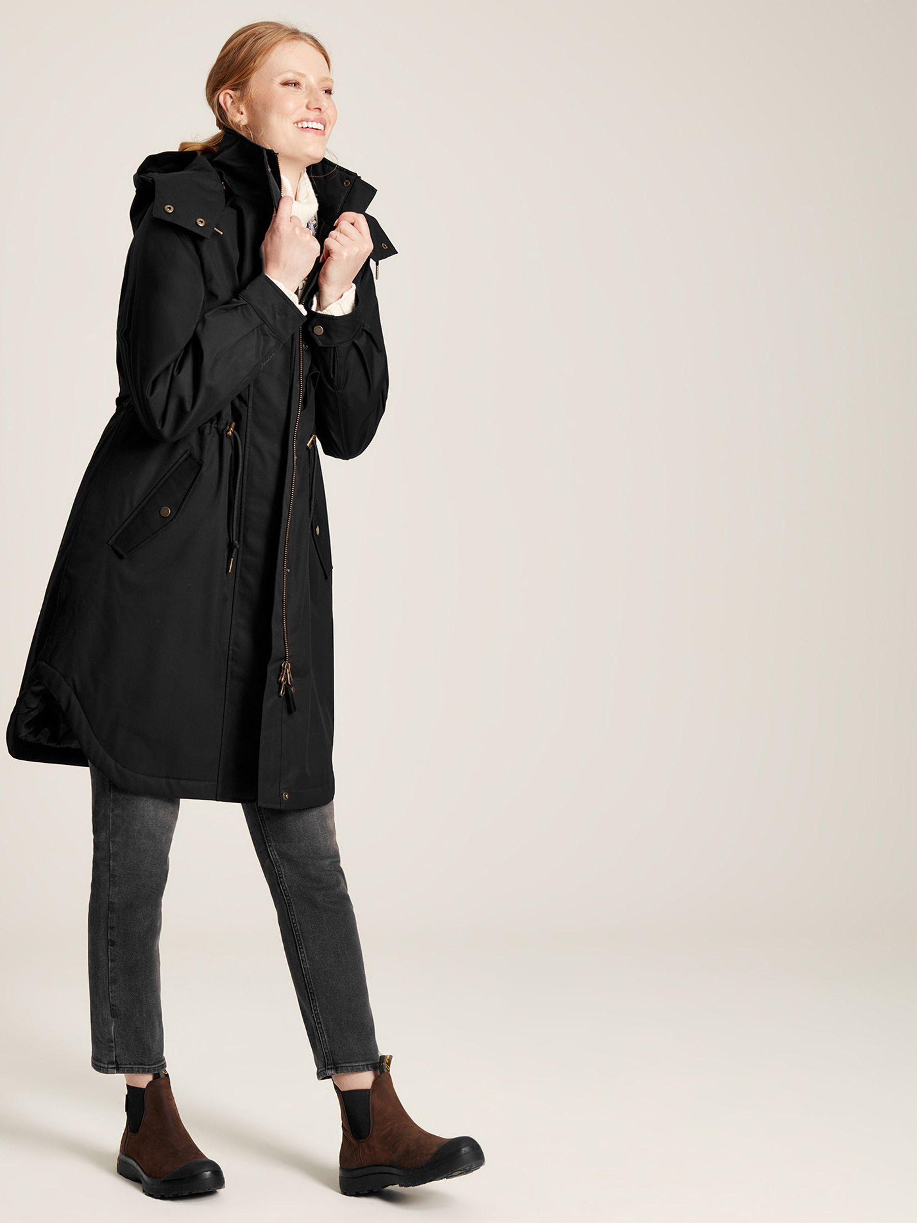 Langford Black Long Waterpoof Raincoat With Hood - Image 4 of 7