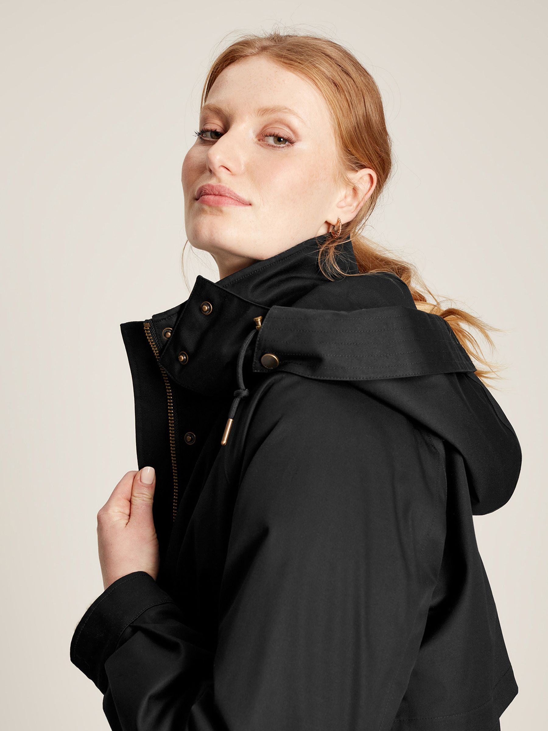 Langford Black Long Waterpoof Raincoat With Hood - Image 5 of 7