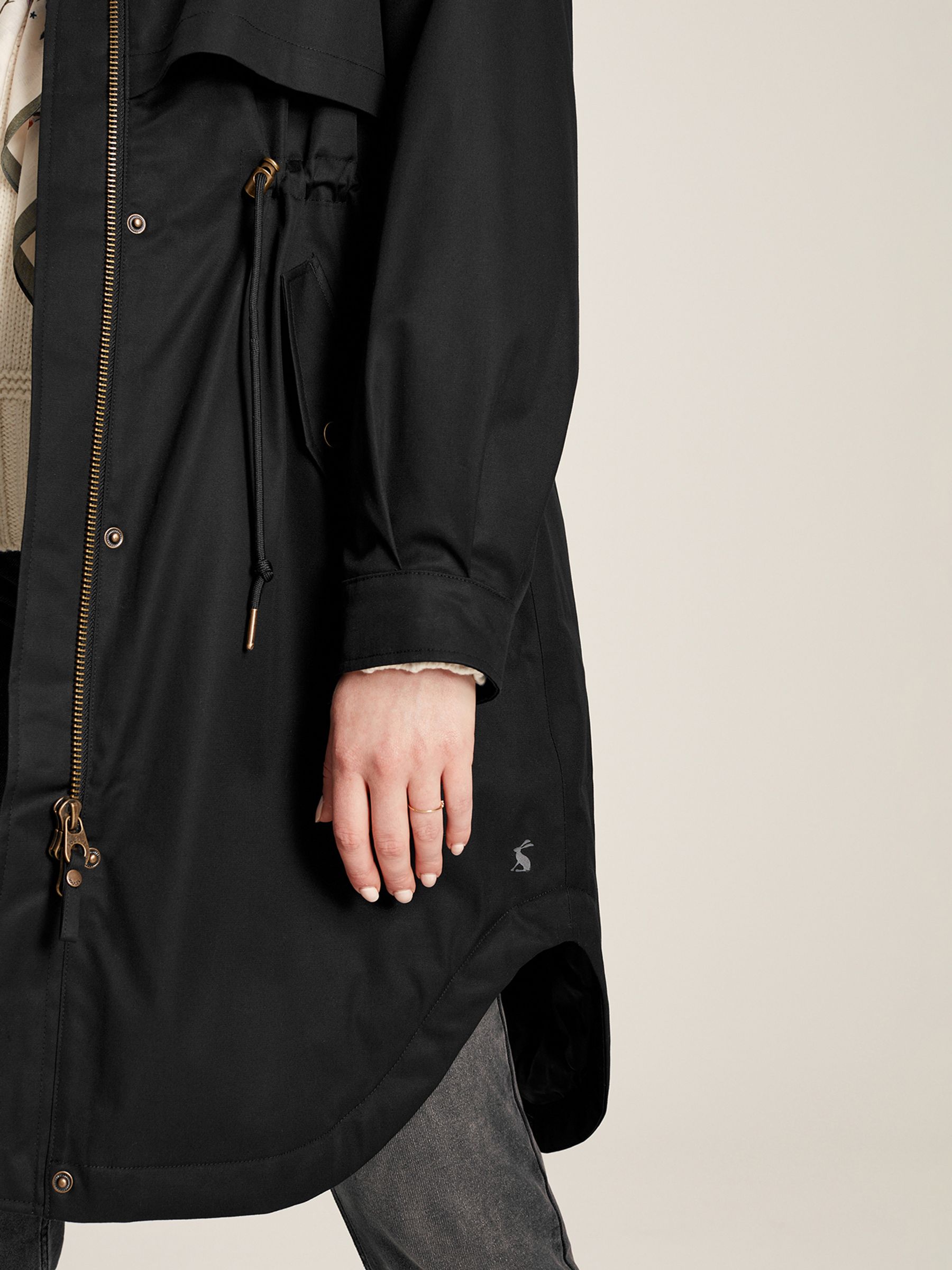 Langford Black Long Waterpoof Raincoat With Hood - Image 6 of 7