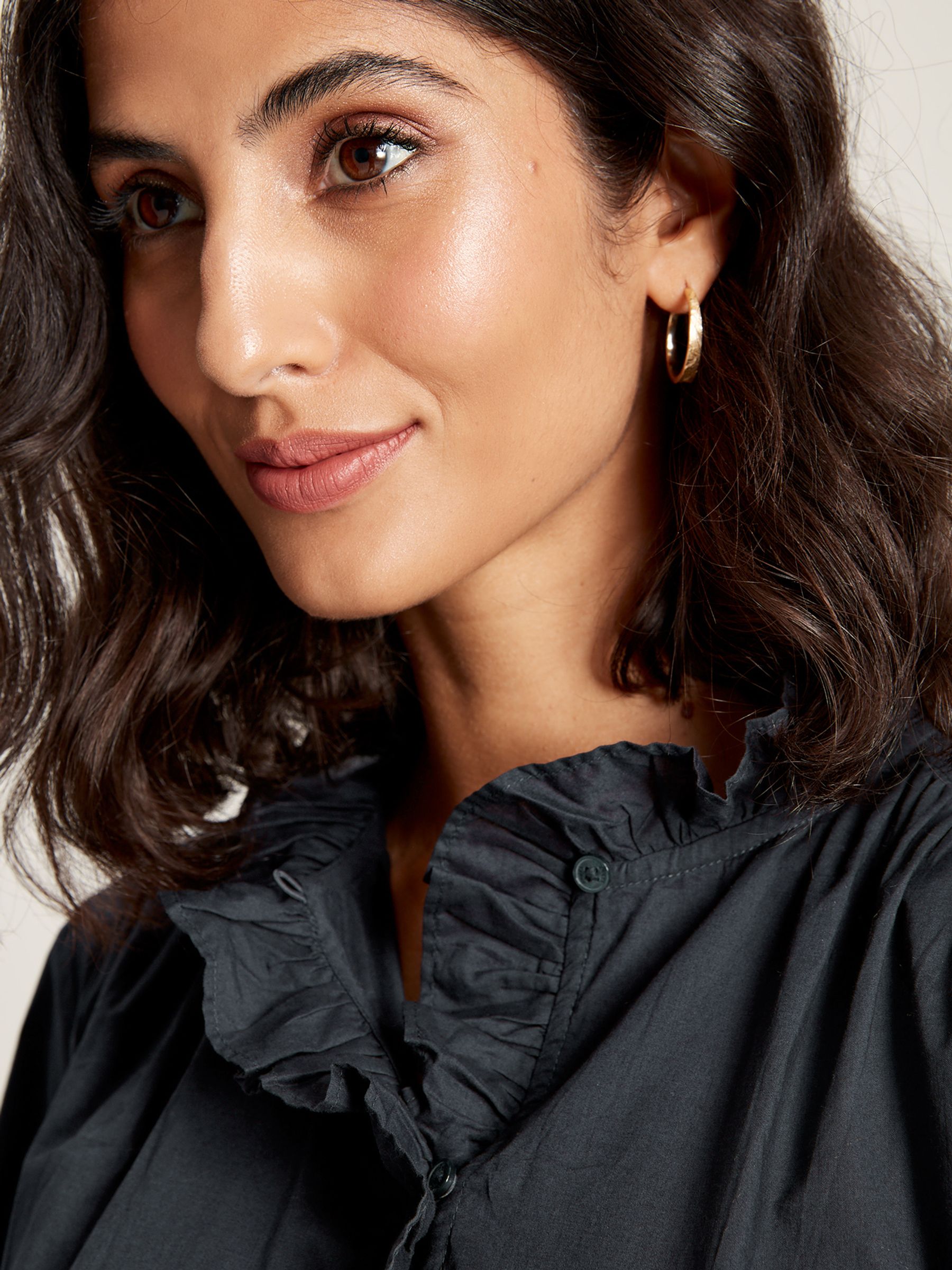 Melanie Navy Blue Cotton Ruffle Blouse - Image 4 of 6
