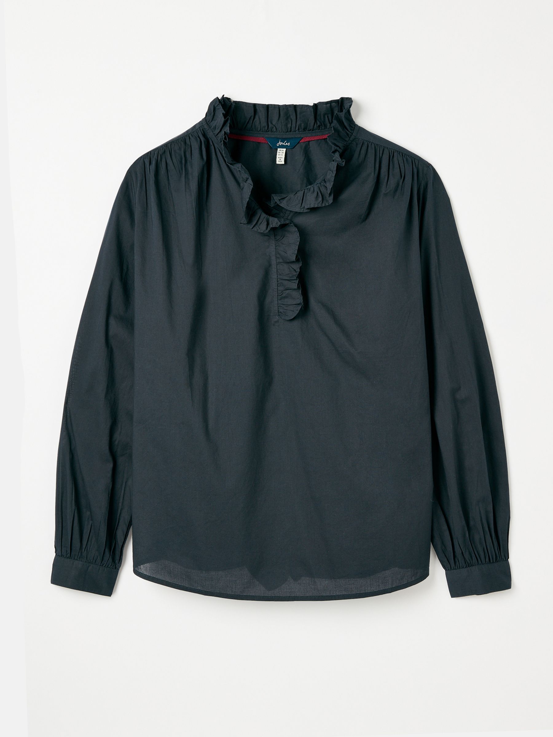 Melanie Navy Blue Cotton Ruffle Blouse - Image 6 of 6