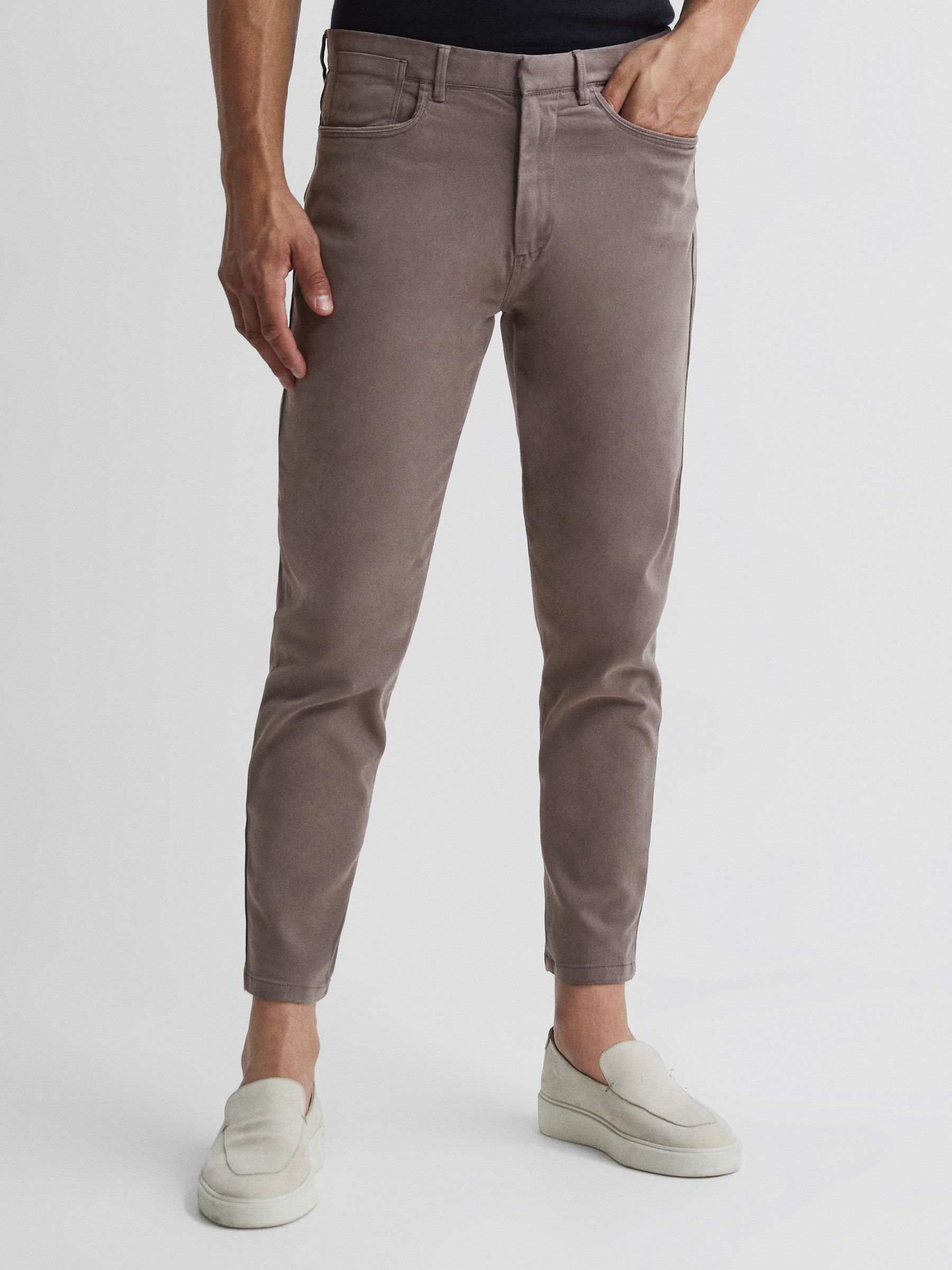 Brushed Cotton Relaxed Fit Trousers in Mushroom - Image 1 of 6
