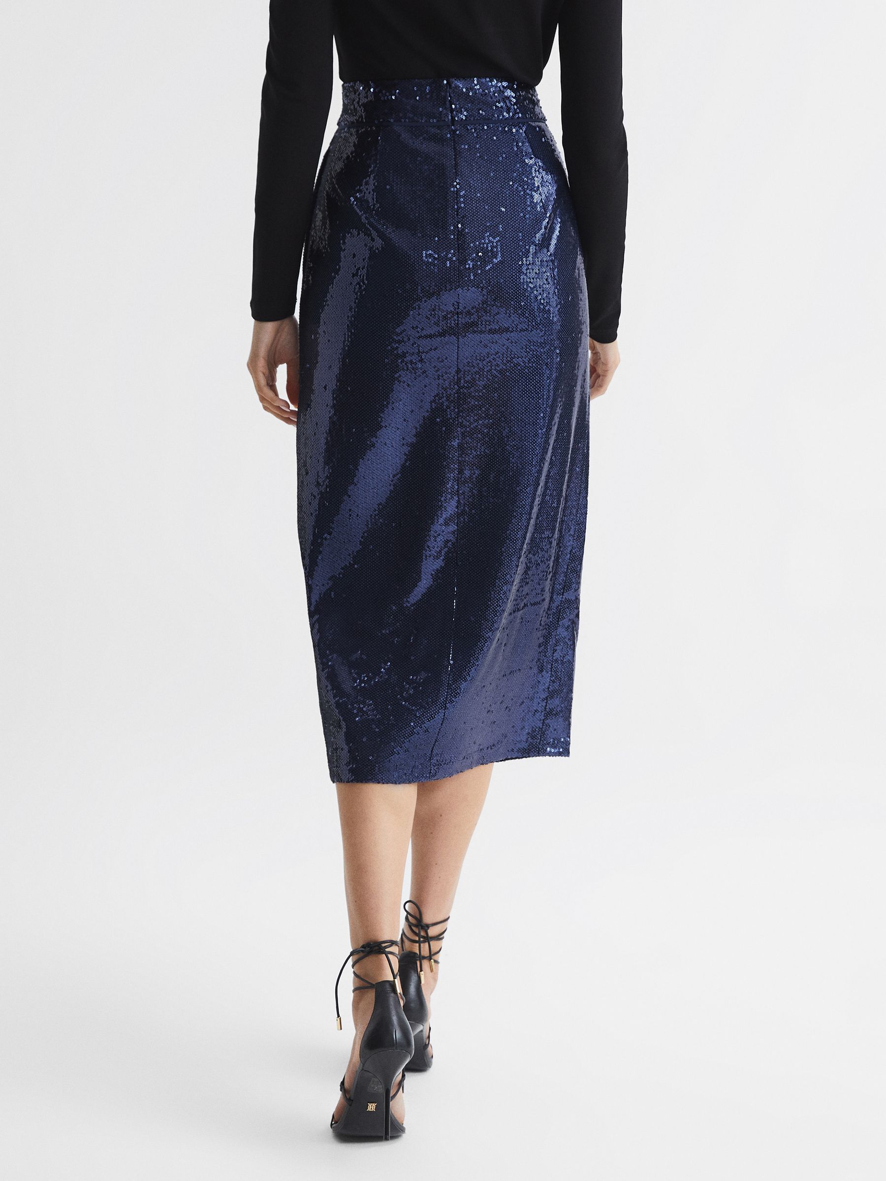 Sequin Pencil Skirt in Blue - Image 5 of 6