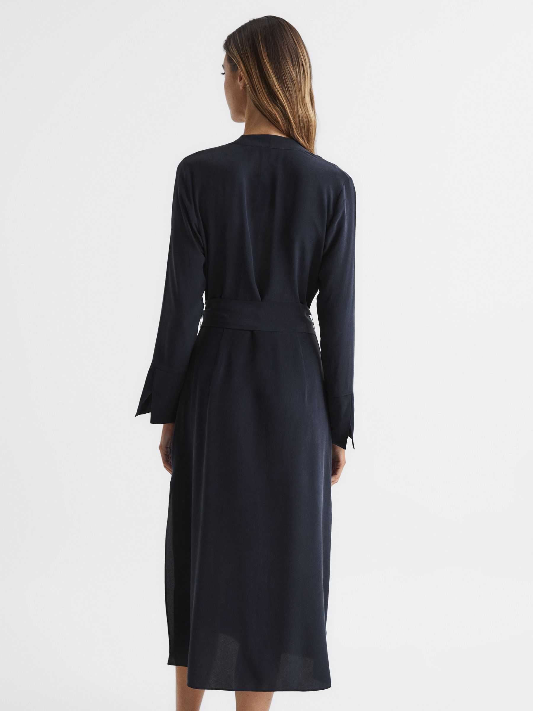 Silk Robe in Navy - Image 5 of 7