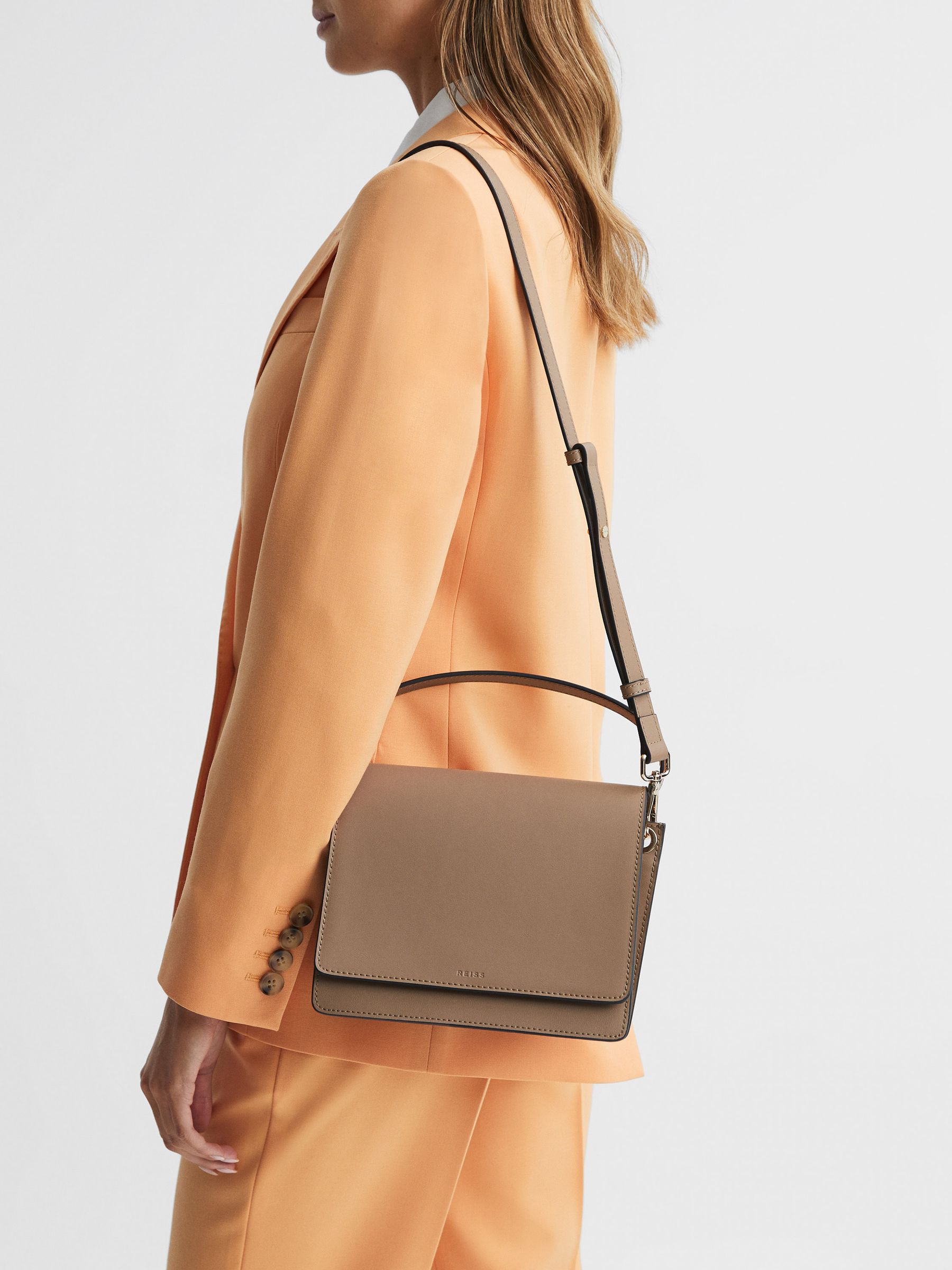 Leather Concertina Cross-body Bag in Camel - Image 2 of 5