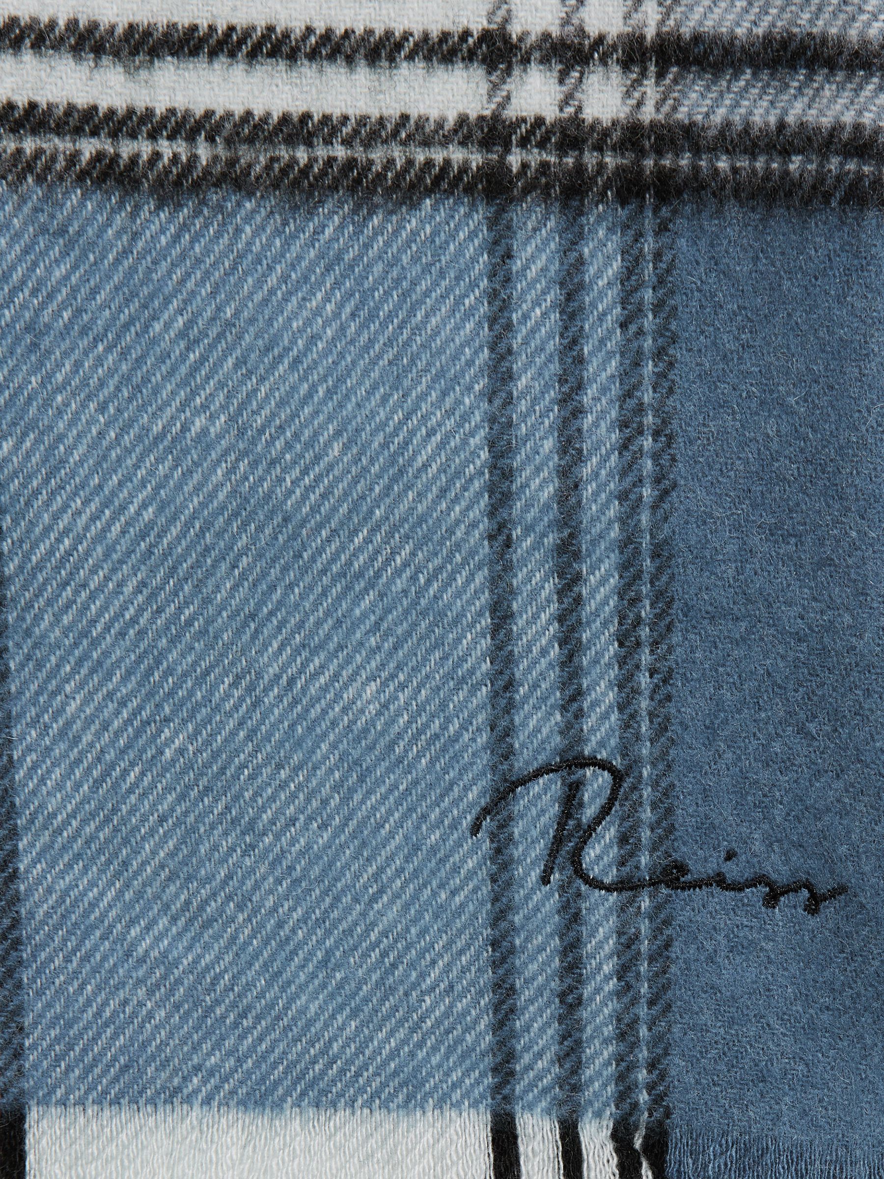 Check Wool Blend Scarf in Airforce Blue - Image 4 of 4