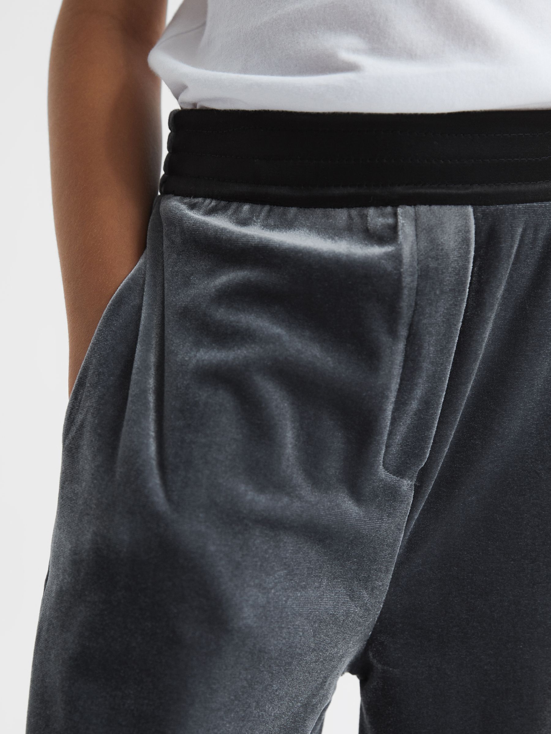 Senior Velvet Wide Leg Trousers in Silver - Image 4 of 6