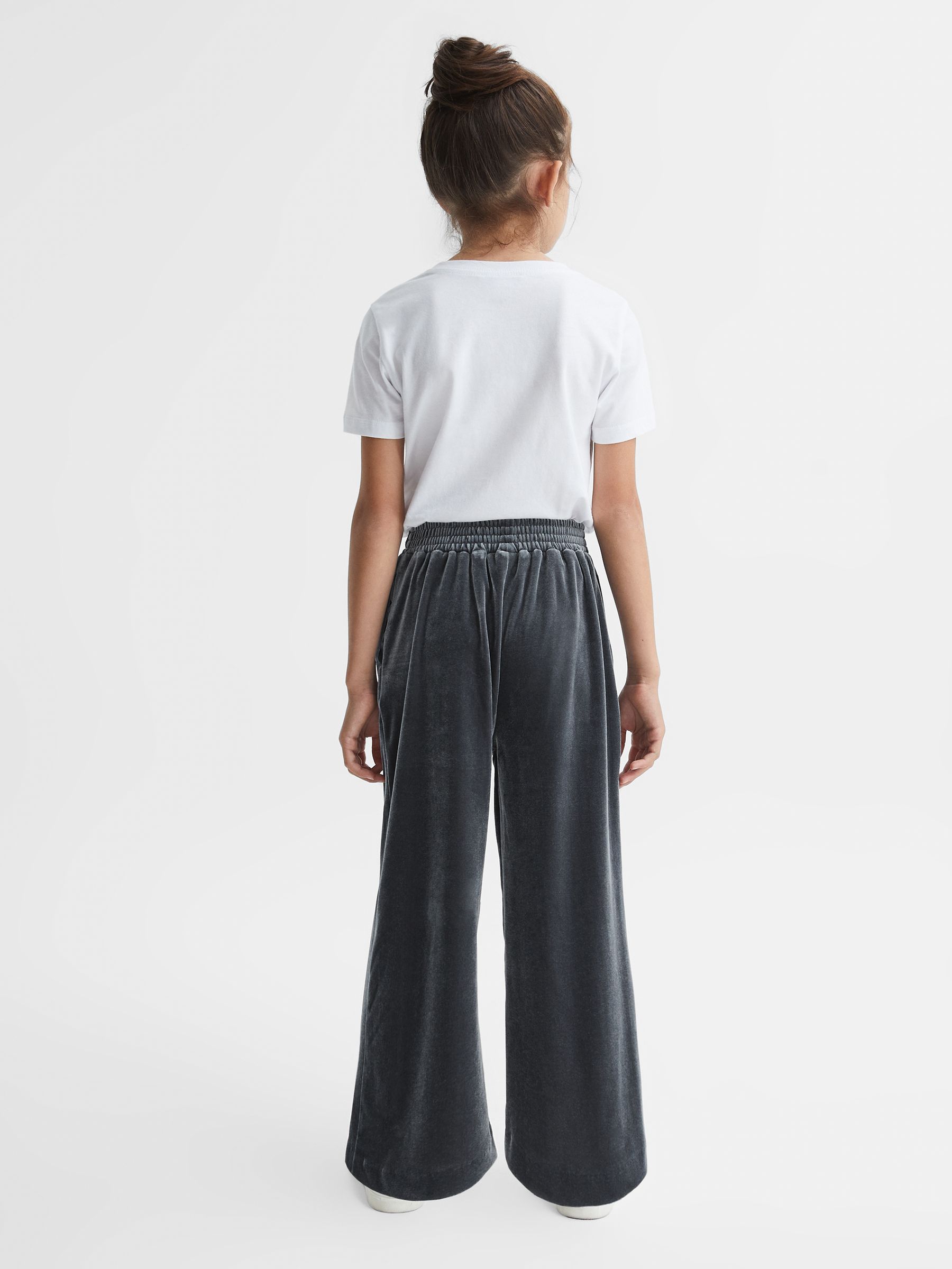 Senior Velvet Wide Leg Trousers in Silver - Image 5 of 6