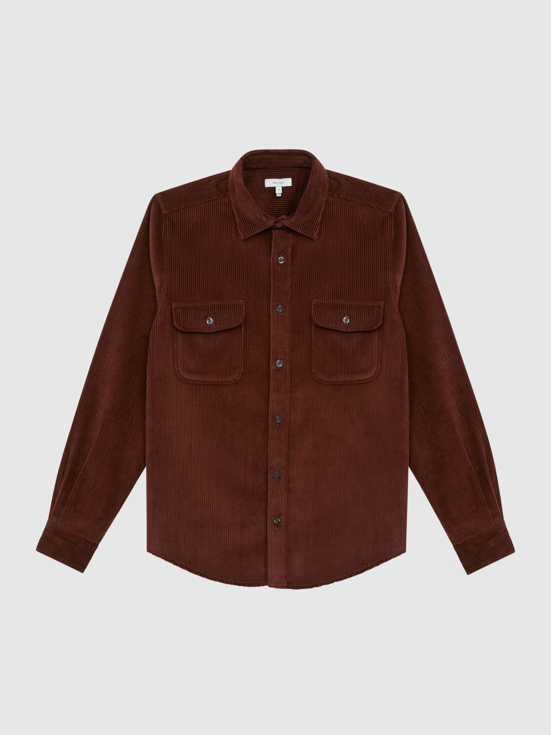 Corduroy Twin Pocket Overshirt in Rust - Image 2 of 5