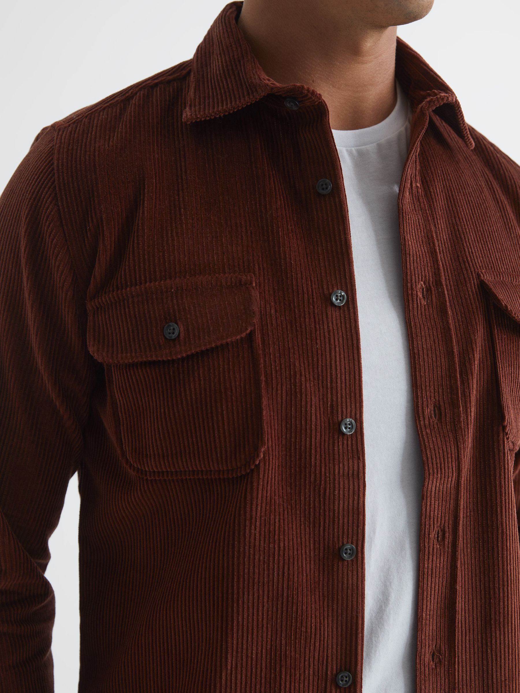 Corduroy Twin Pocket Overshirt in Rust - Image 4 of 5