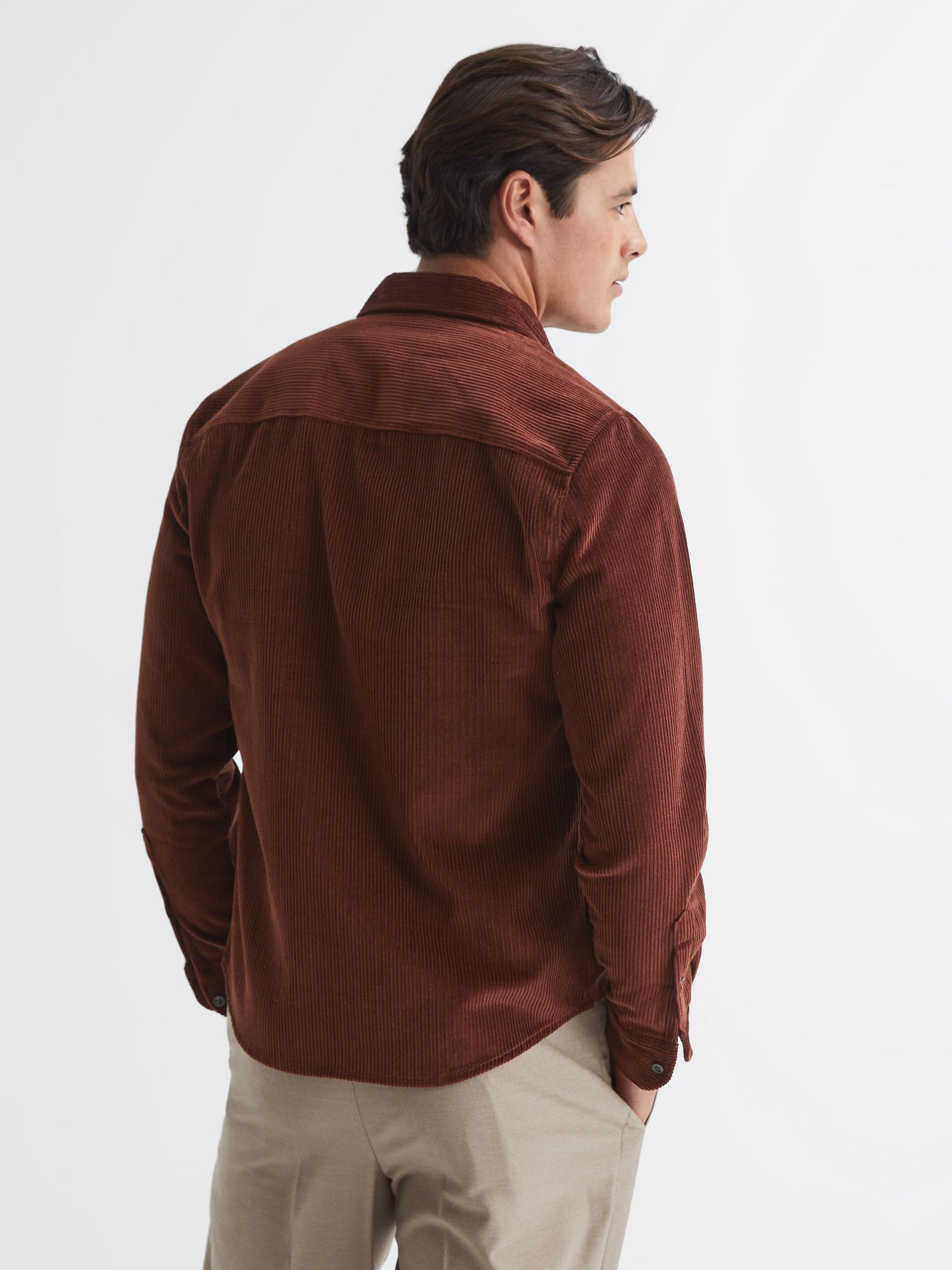 Corduroy Twin Pocket Overshirt in Rust - Image 5 of 5
