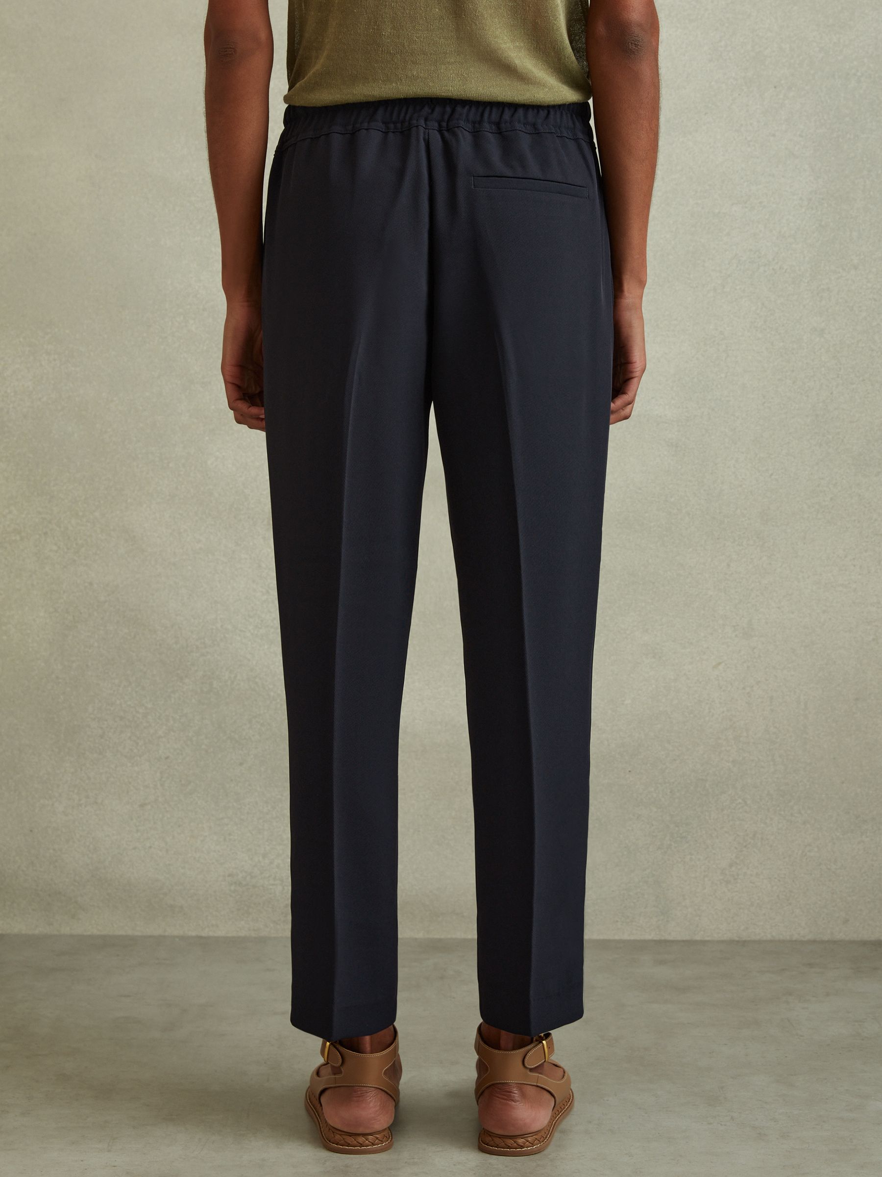 Petite Tapered Pull On Trousers in Navy - Image 4 of 6