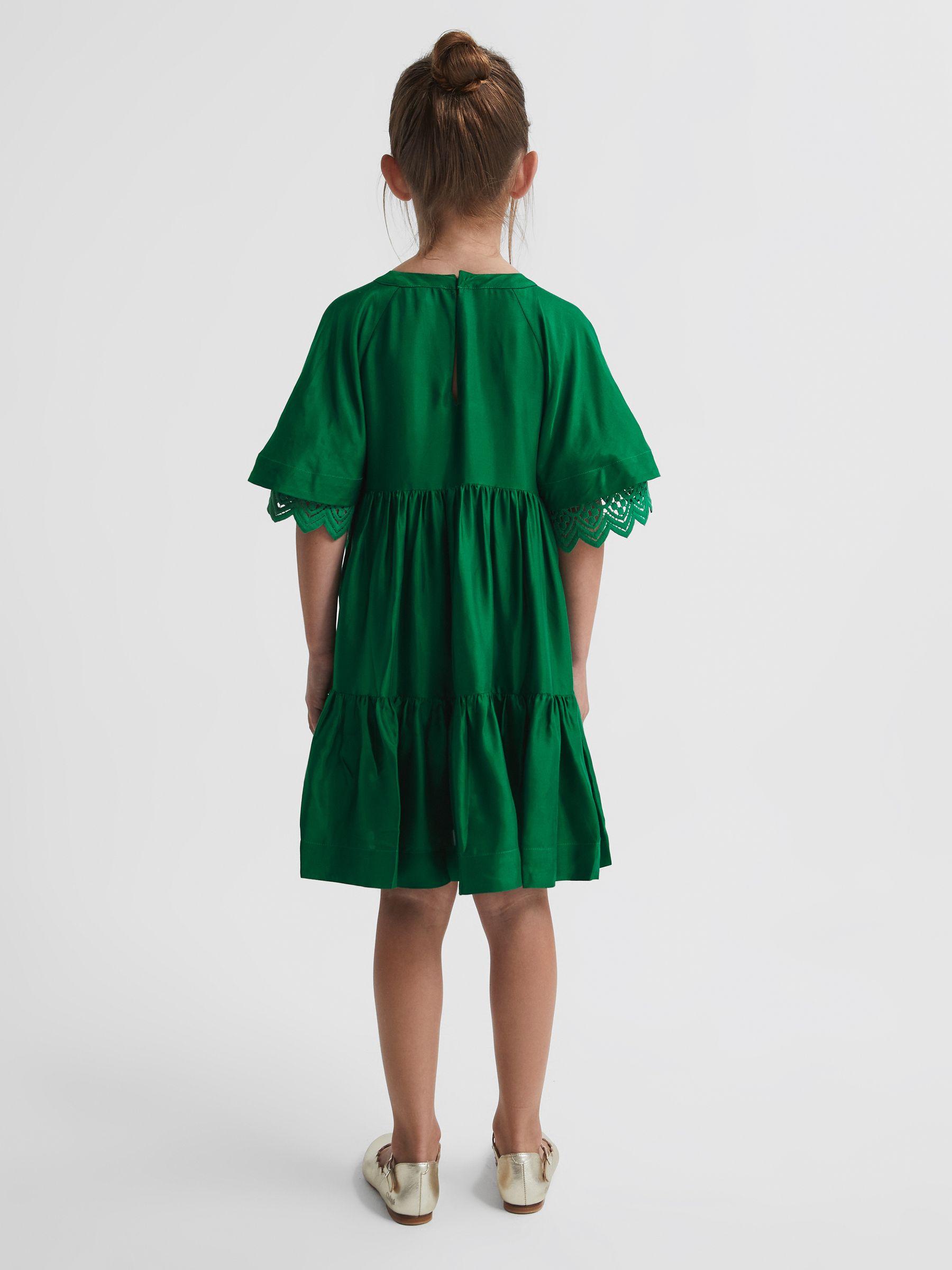 Junior Lace Sleeve Dress in Green - Image 5 of 8