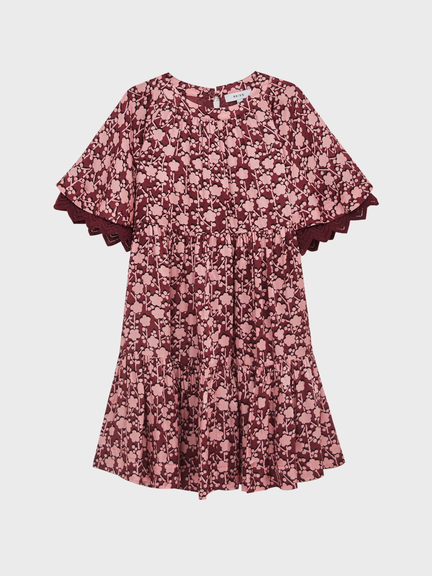 Senior Lace Sleeve Printed Dress in Pink Print - Image 2 of 8