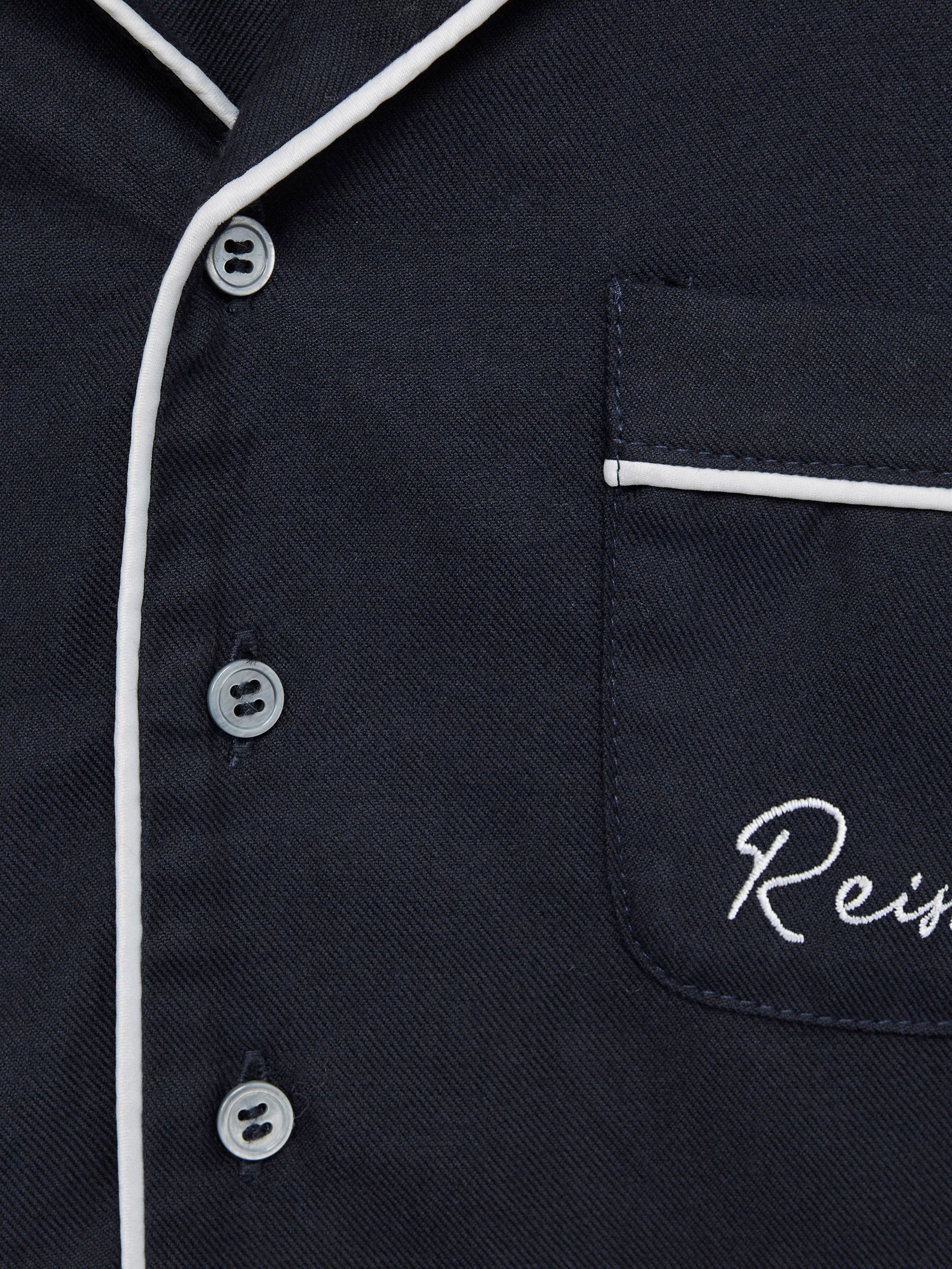 9-12 yrs Button-Through Piped Pyjama Top in Navy - Image 6 of 6