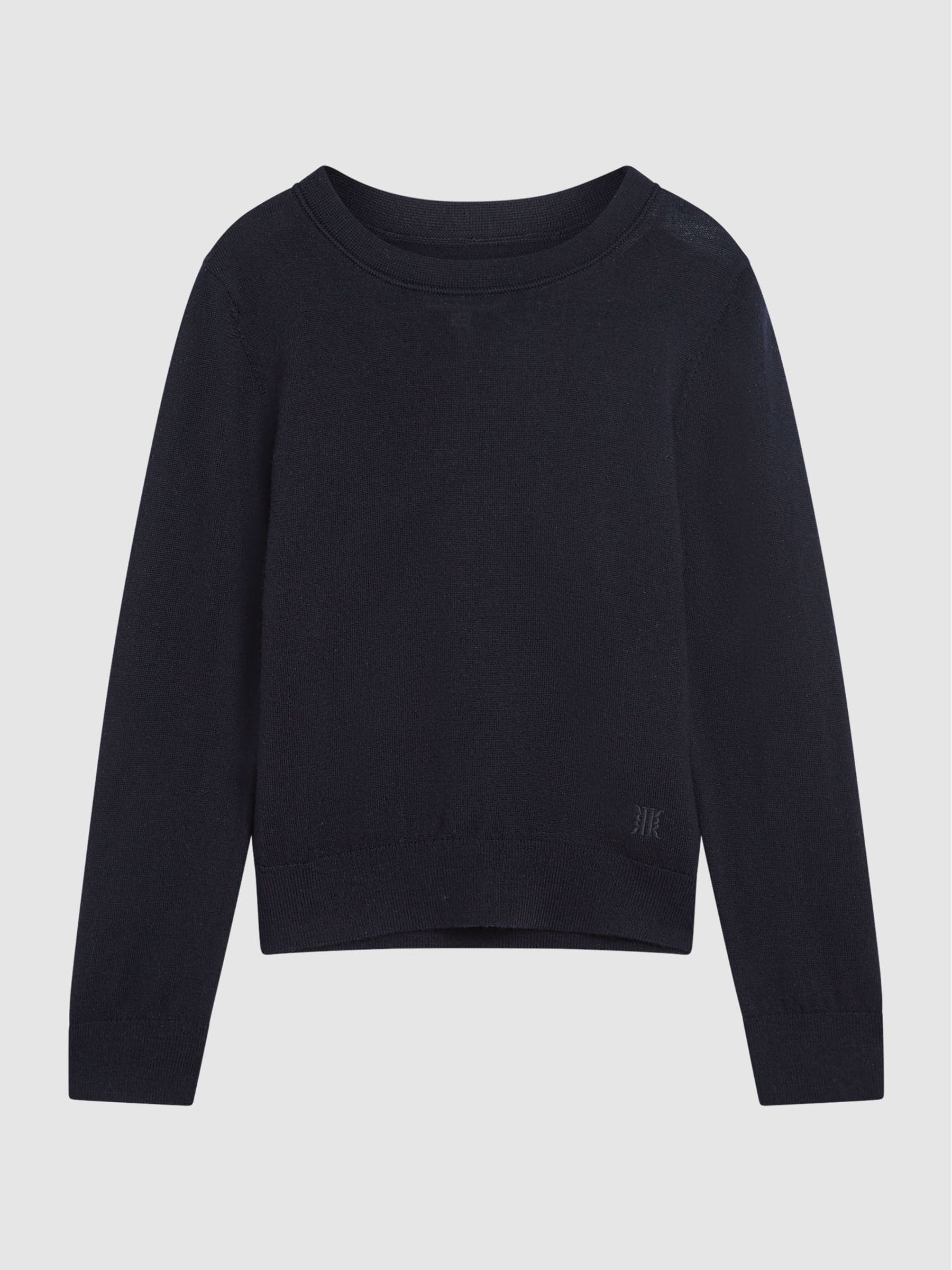 Senior Crew Neck Knitted Jumper in Navy - Image 2 of 7