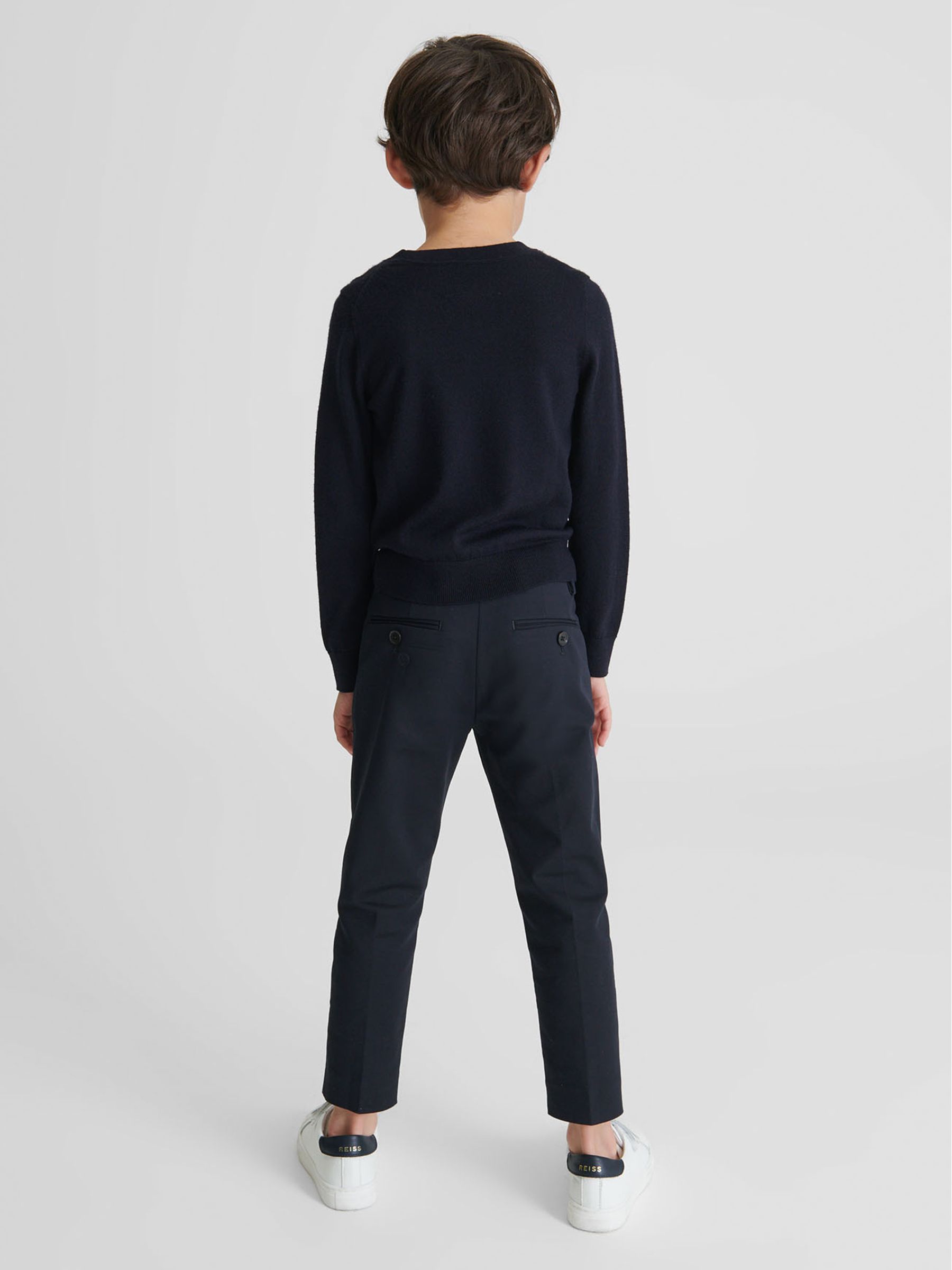 Senior Crew Neck Knitted Jumper in Navy - Image 5 of 7